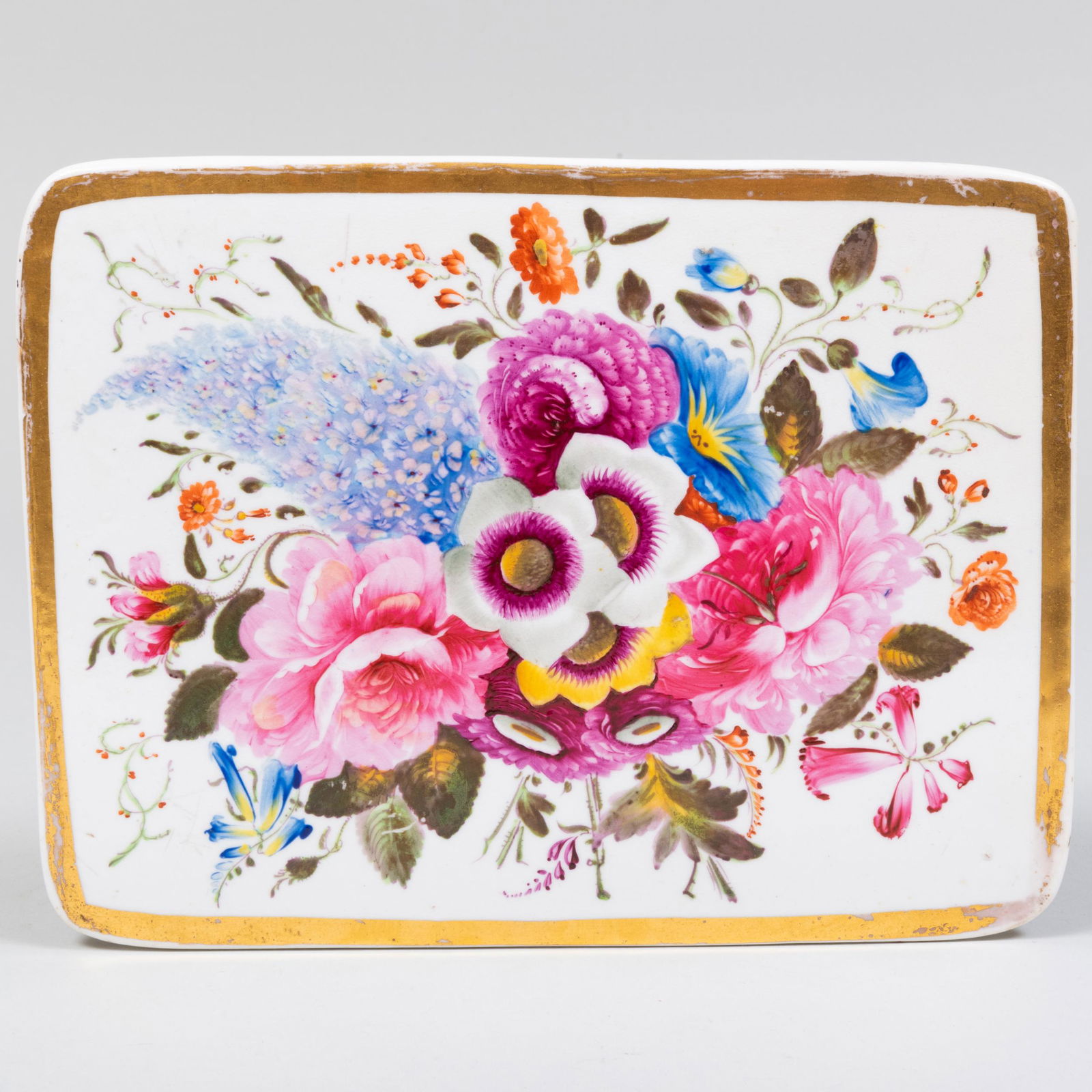 English Porcelain Rectangular Plaque with Bouquet (1 of 3)