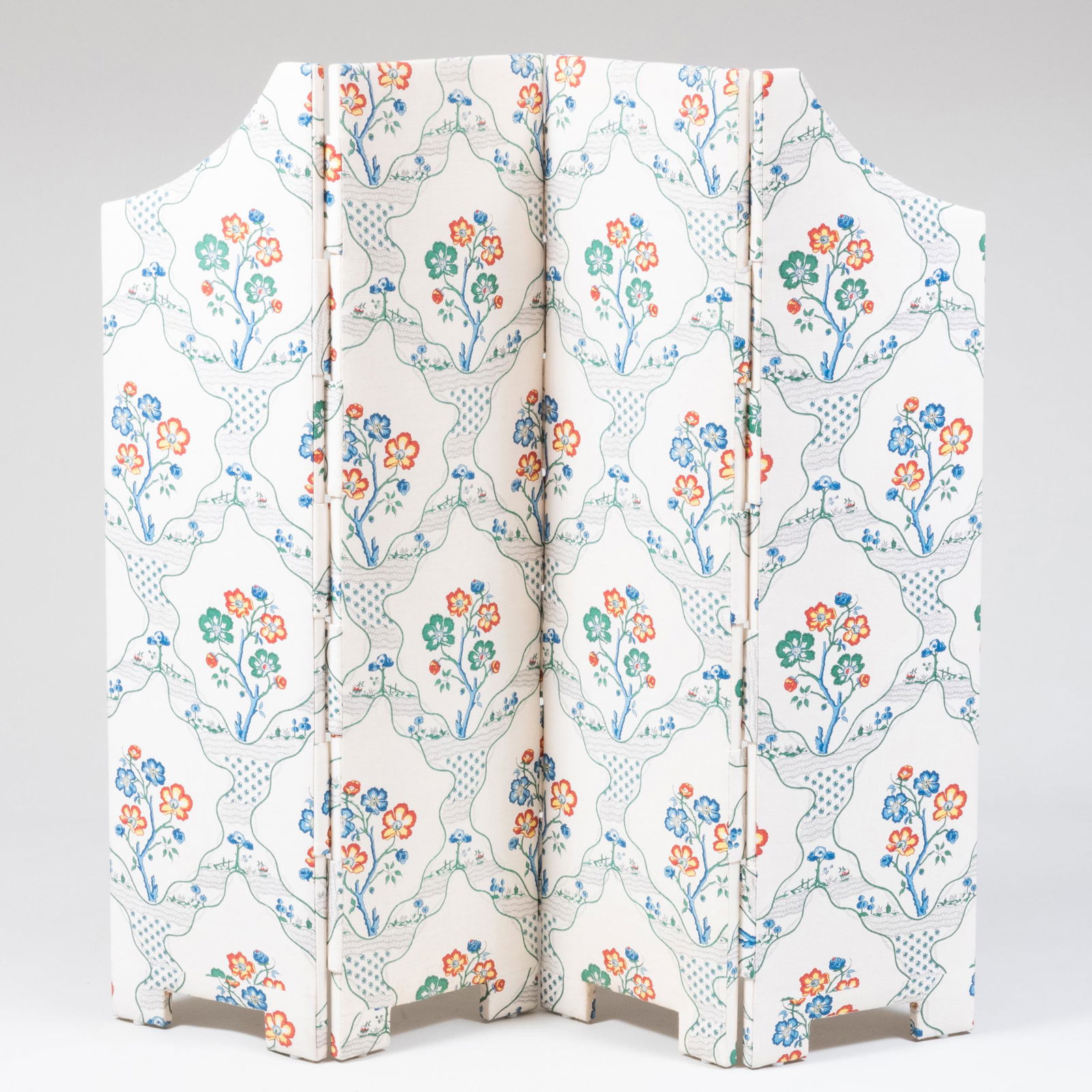 French Cotton Linen Upholstered Four-Panel Screen (1 of 3)