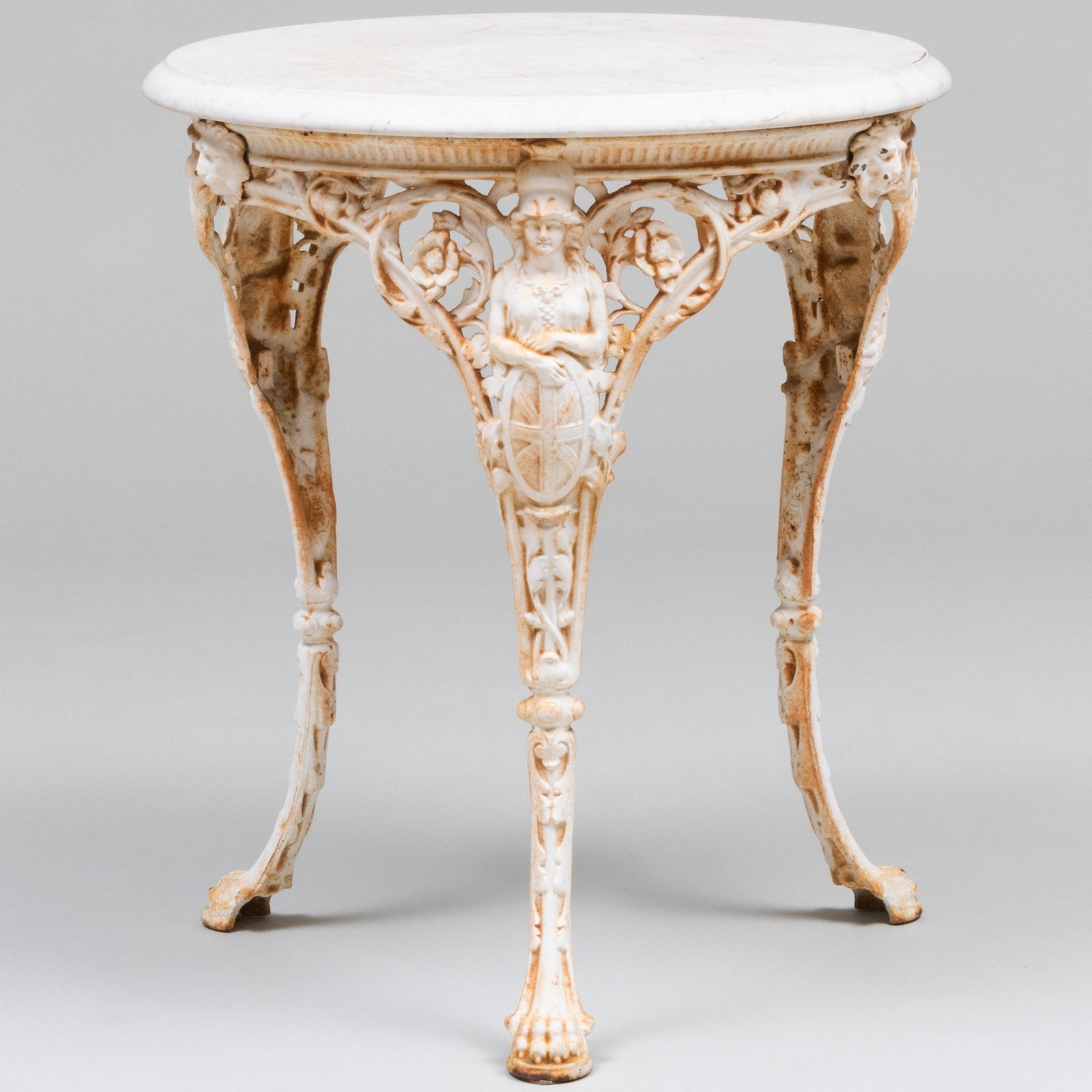 Victorian Painted Wrought-Iron Table with a Marble Top (1 of 10)