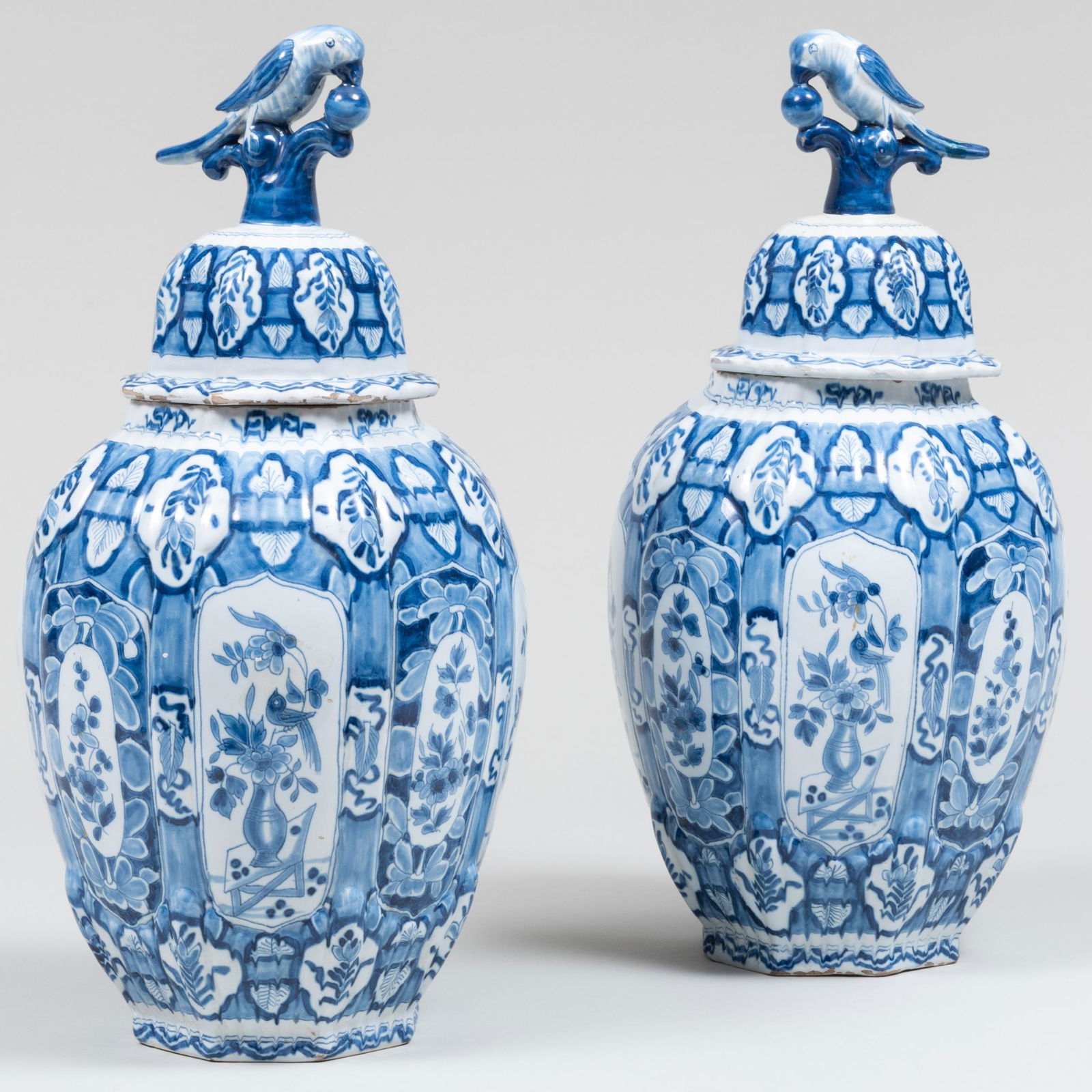 Pair of Dutch Blue and White Delft Vases and Covers (1 of 11)