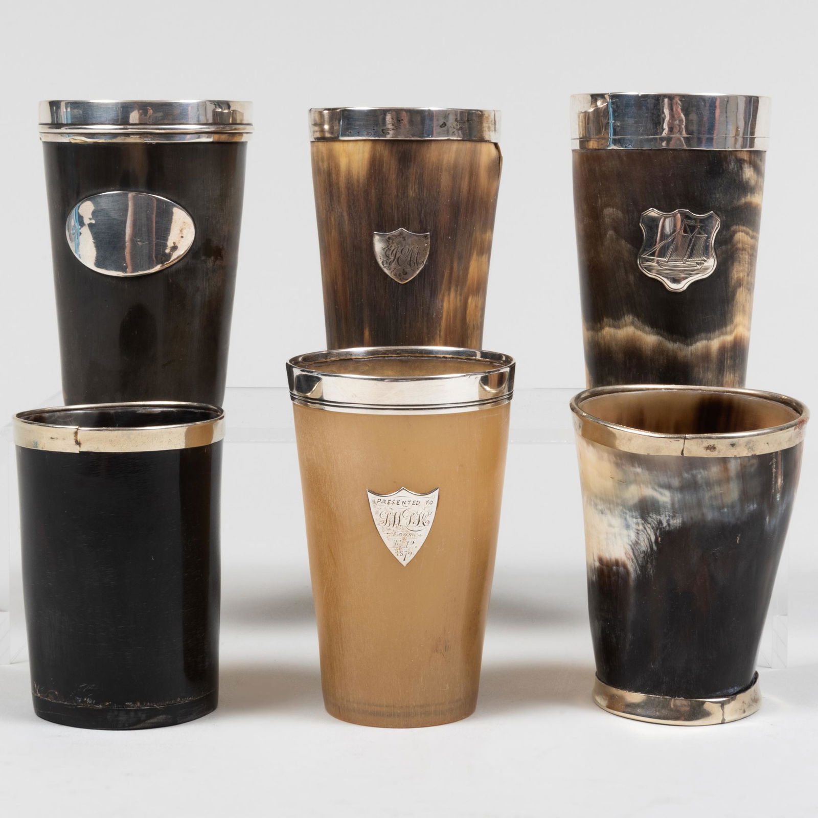 Group of Six Silver-Mounted Horn Cups (1 of 12)