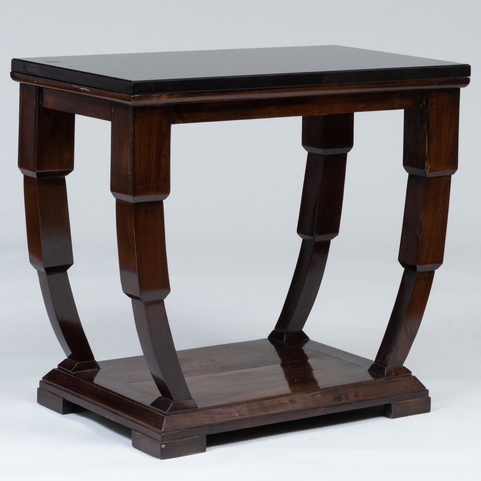 Art Deco Style Mahogany and Marble Pier Table: Art Deco Style Mahogany and Marble Pier Table 32 x 36 1/2 x 20 1/4 in.