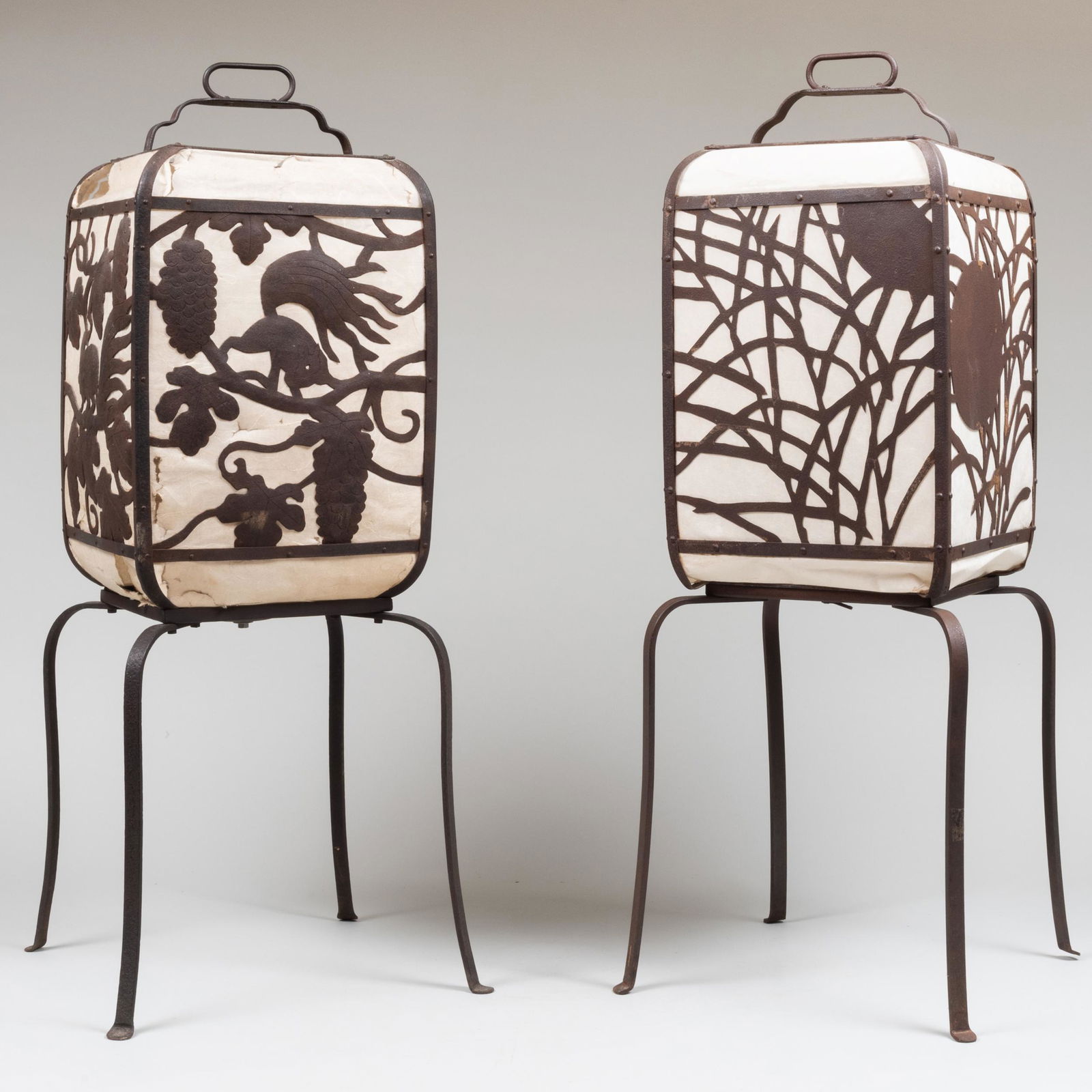 Two Japanese Metal and Parchment Floor Lamps (1 of 7)