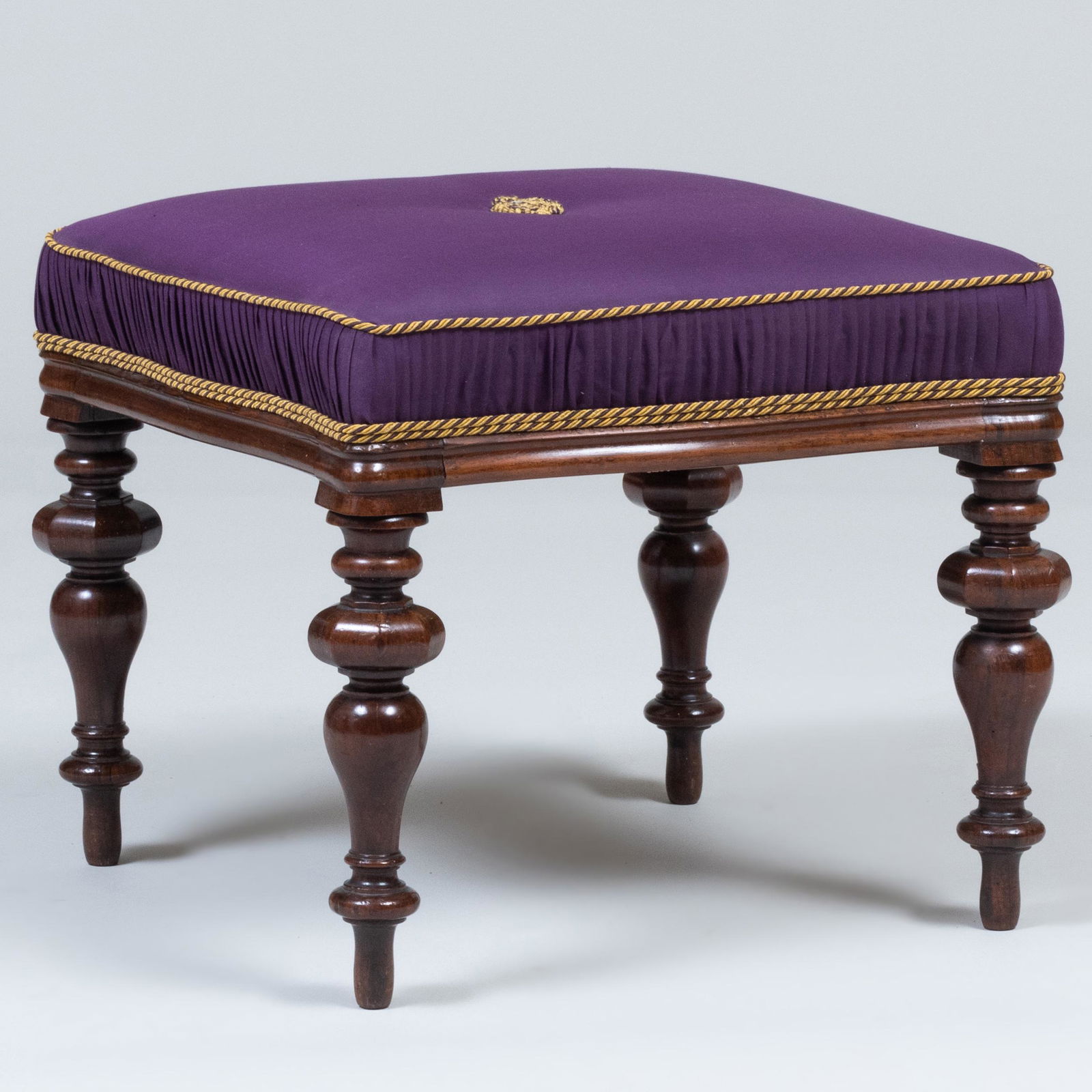 Victorian Mahogany Upholstered Stool (1 of 7)