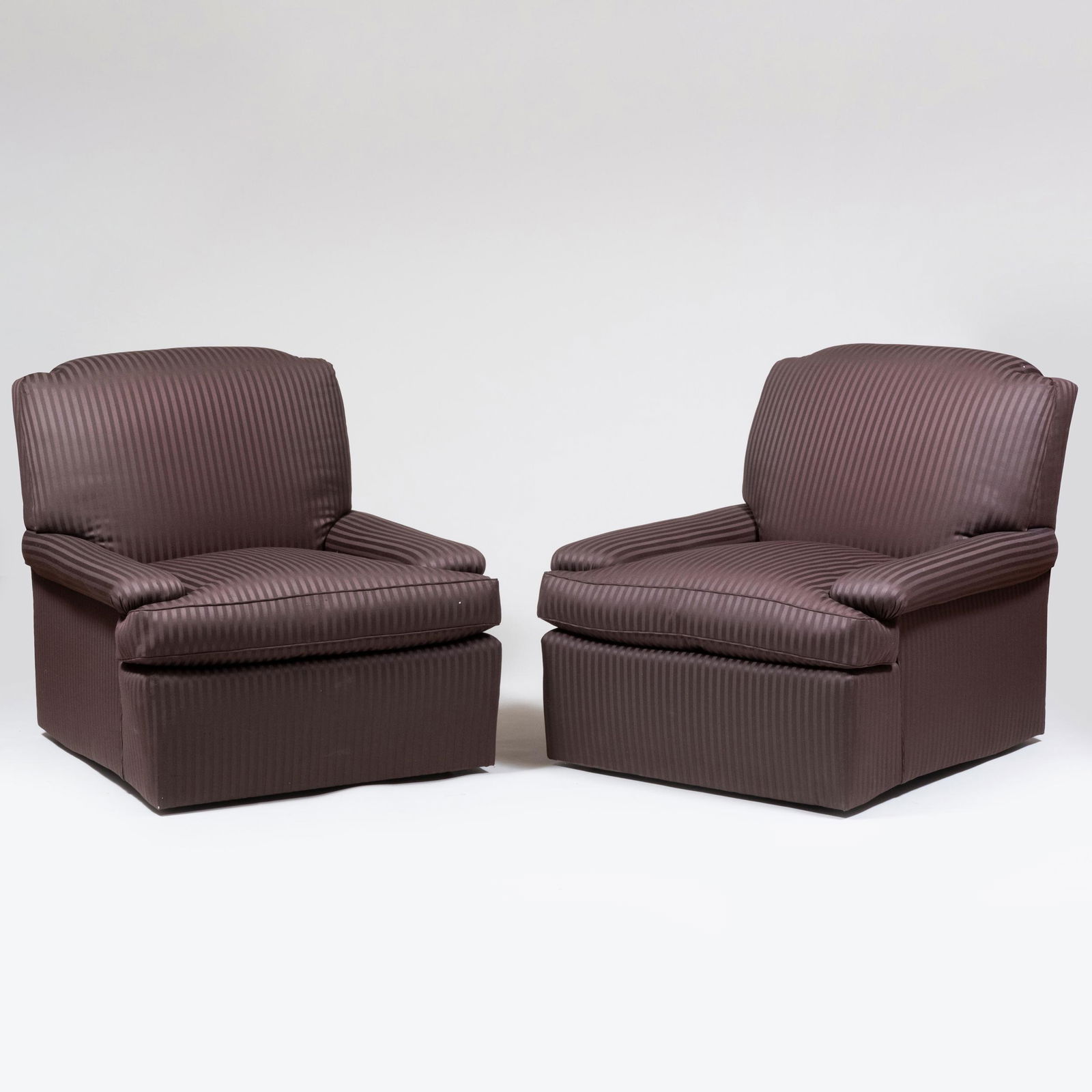 Pair of Brown Striped Club Chairs, de Angelis (1 of 8)