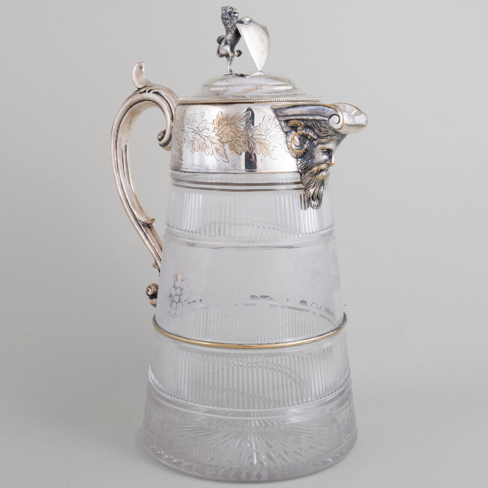 Victorian Silver Plate Mounted Cut Glass Water Pitcher (1 of 9)