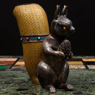 Chinese Cloisonné and Bronze Squirrel Form Pen Holder: Chinese Cloisonné and Bronze Squirrel Form Pen Holder5 x 5 1/4 x 2 in.Master Class: John Rosselli at Home