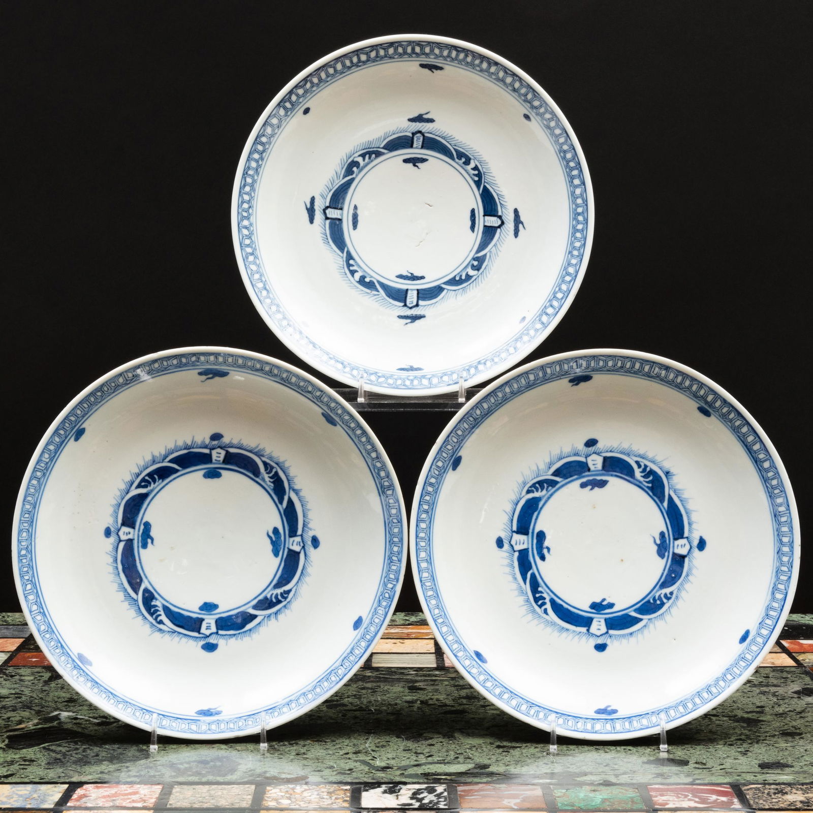 Set of Three Chinese Porcelain Blue and White Dishes (1 of 8)