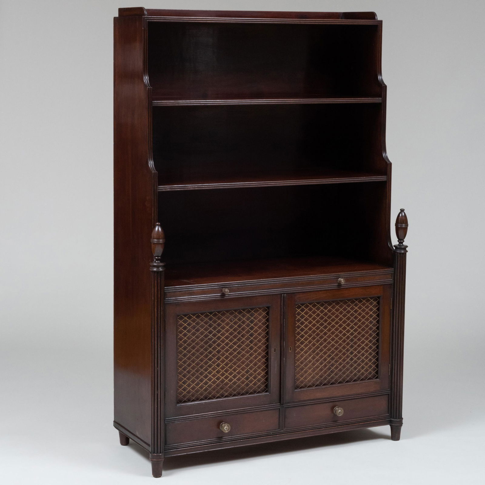 Regency Style Mahogany Waterfall Bookcase (1 of 13)
