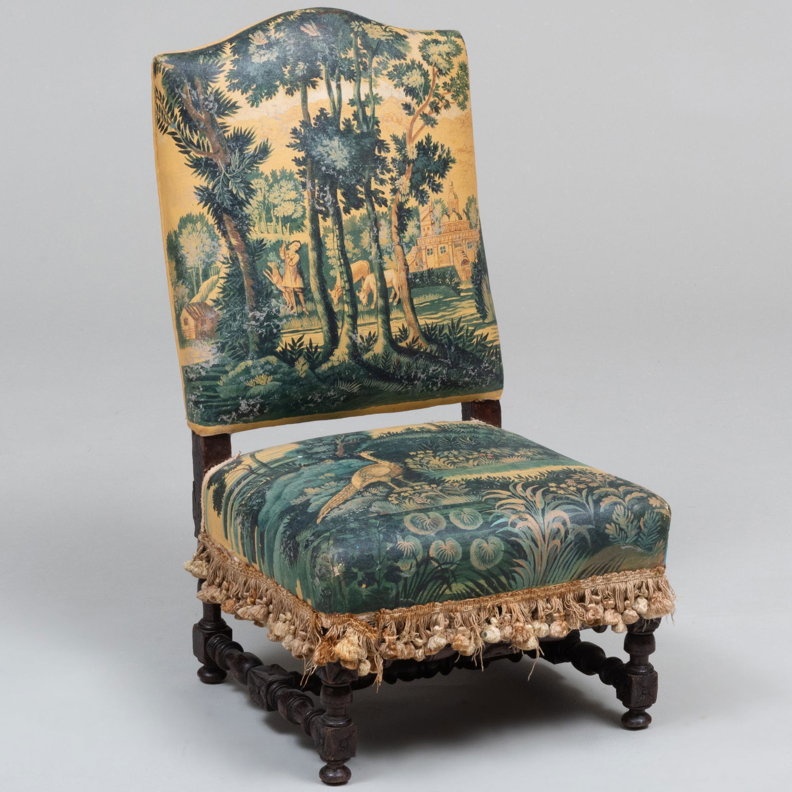 Italian Baroque Style Oak and Printed Tapestry Upholstered Child's Side Chair (1 of 7)