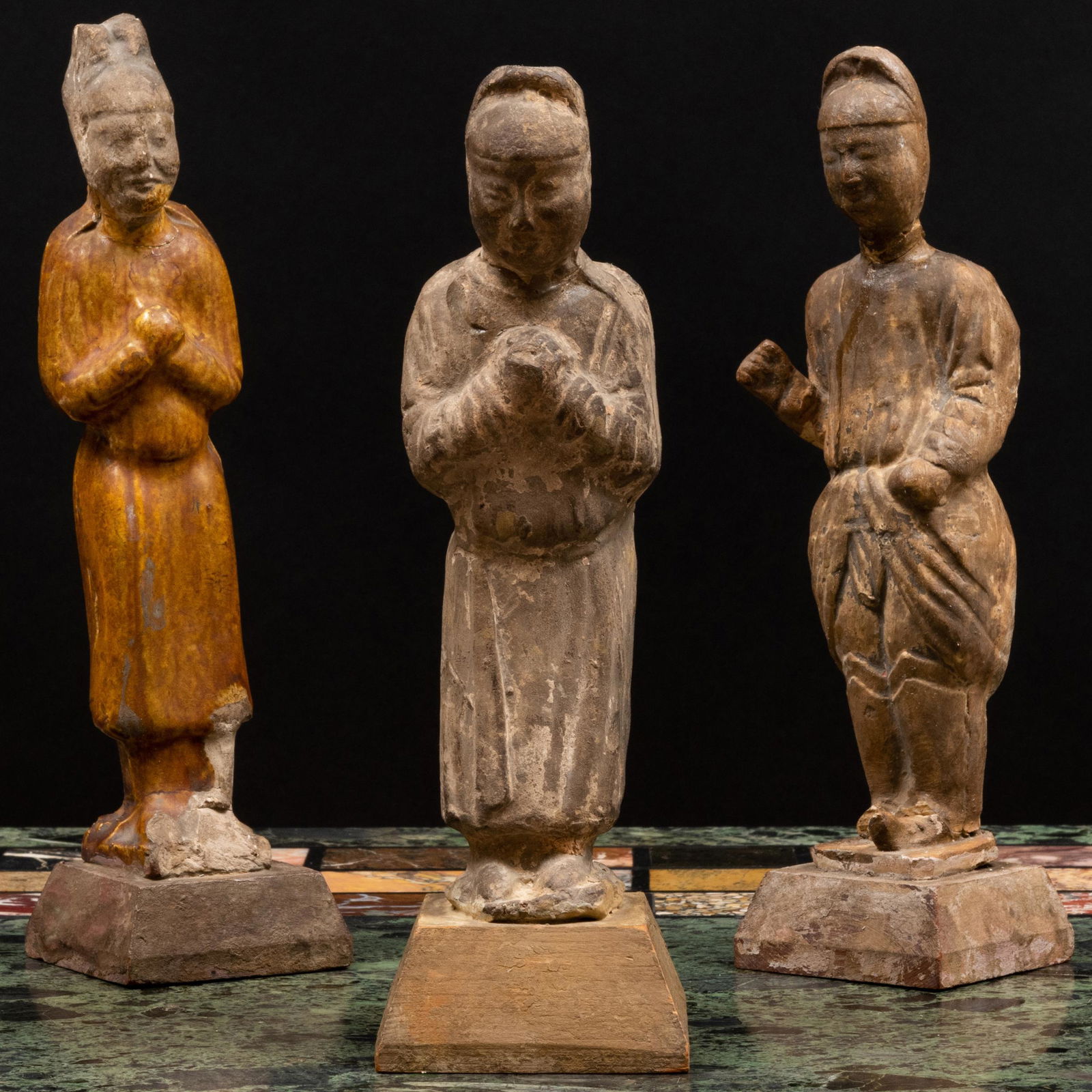 Group of Three Chinese Pottery Figures of Attendants (1 of 16)