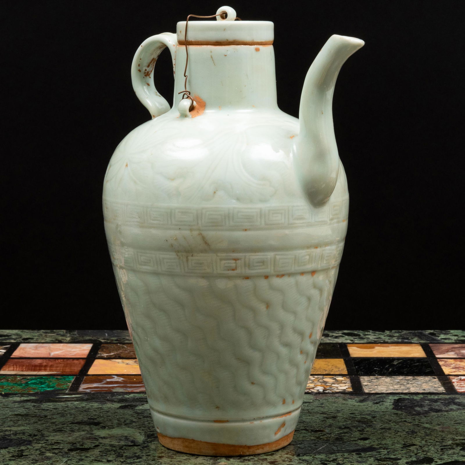 Chinese Celadon Glazed Porcelain Ewer and Cover (1 of 8)