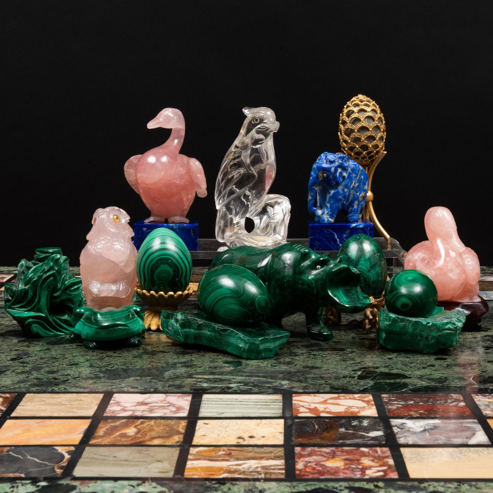 Group of Malachite and Hardstone Table Articles (1 of 20)