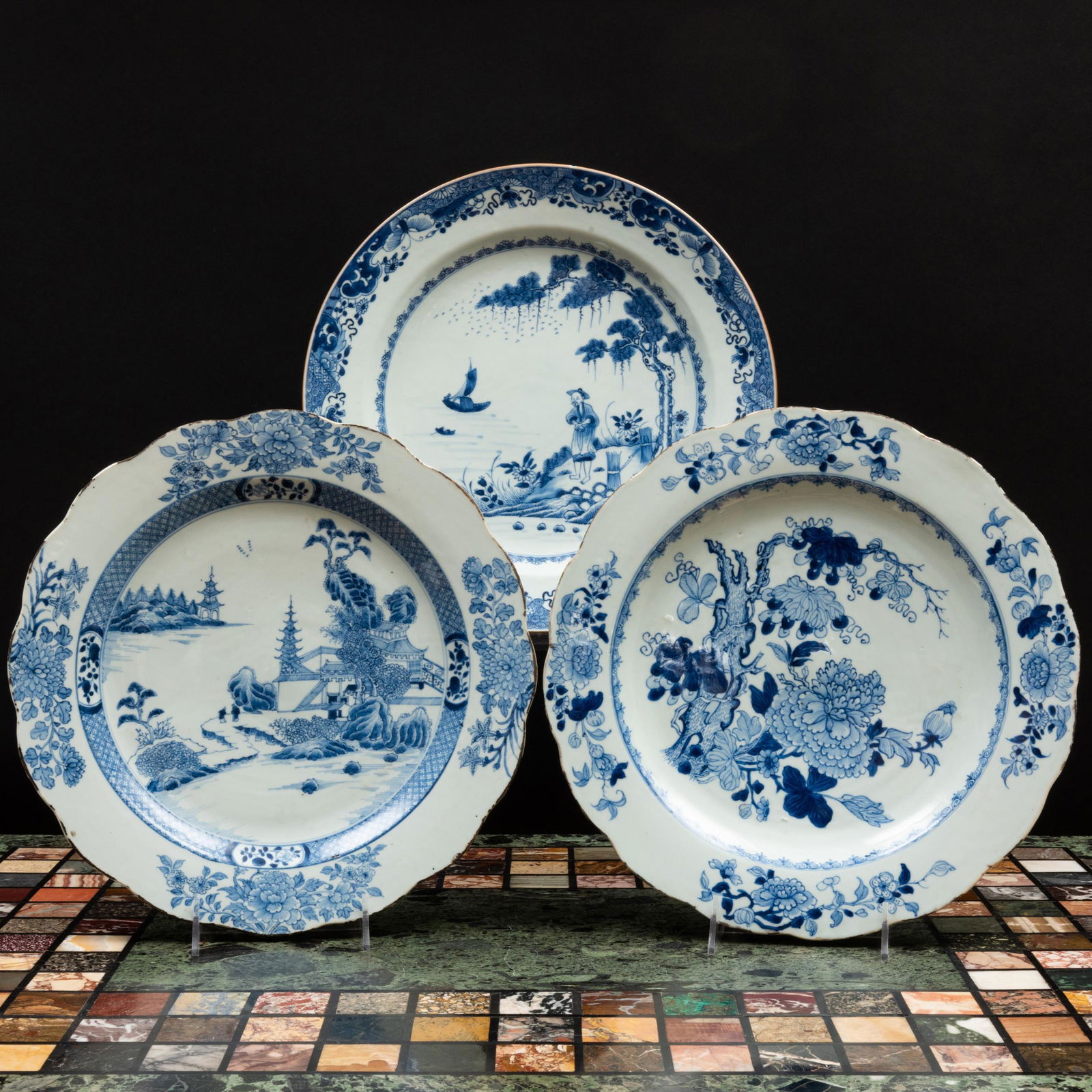 Three Chinese Blue and White Porcelain Chargers (1 of 11)