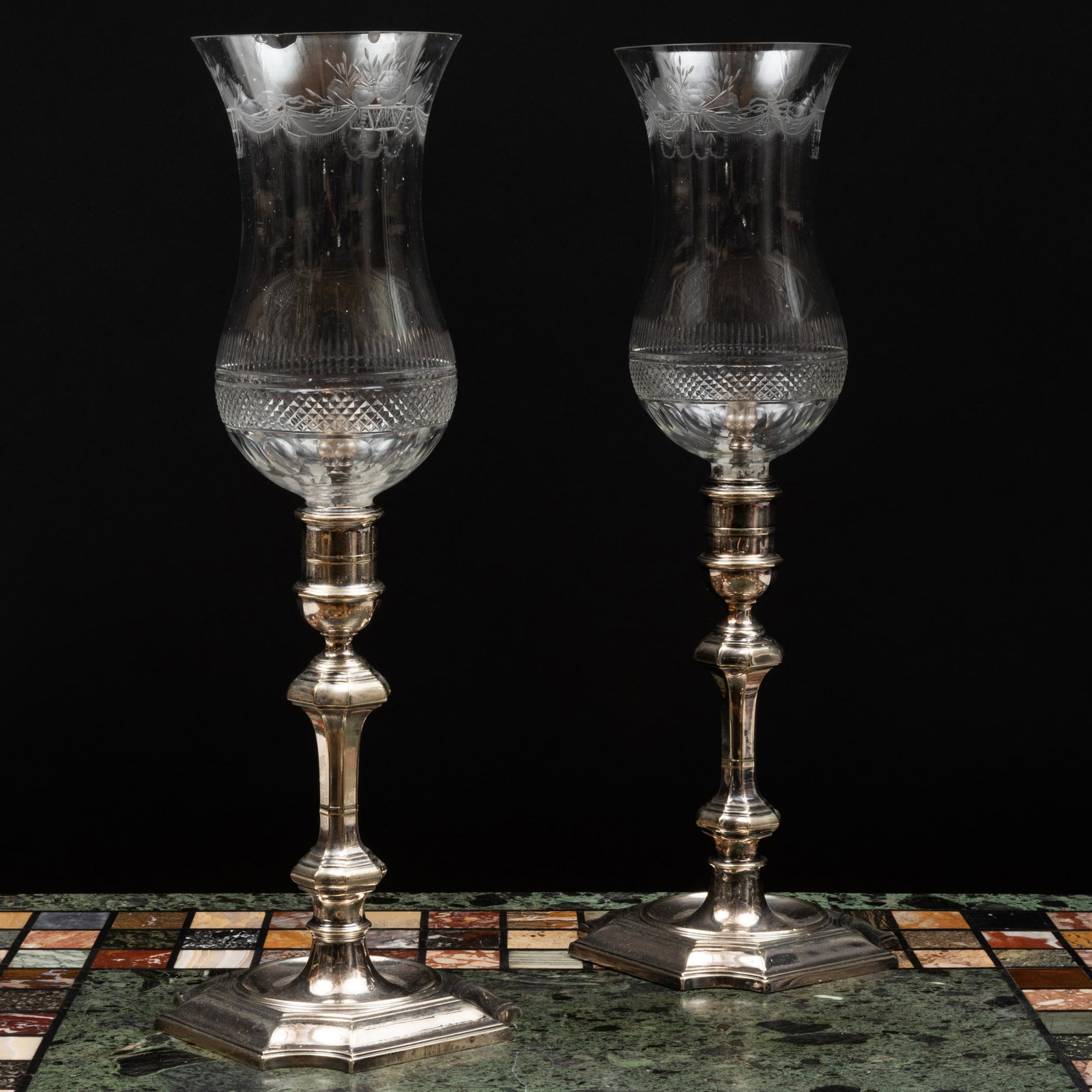 Pair of Silver Plate and Cut Glass Photophores (1 of 12)