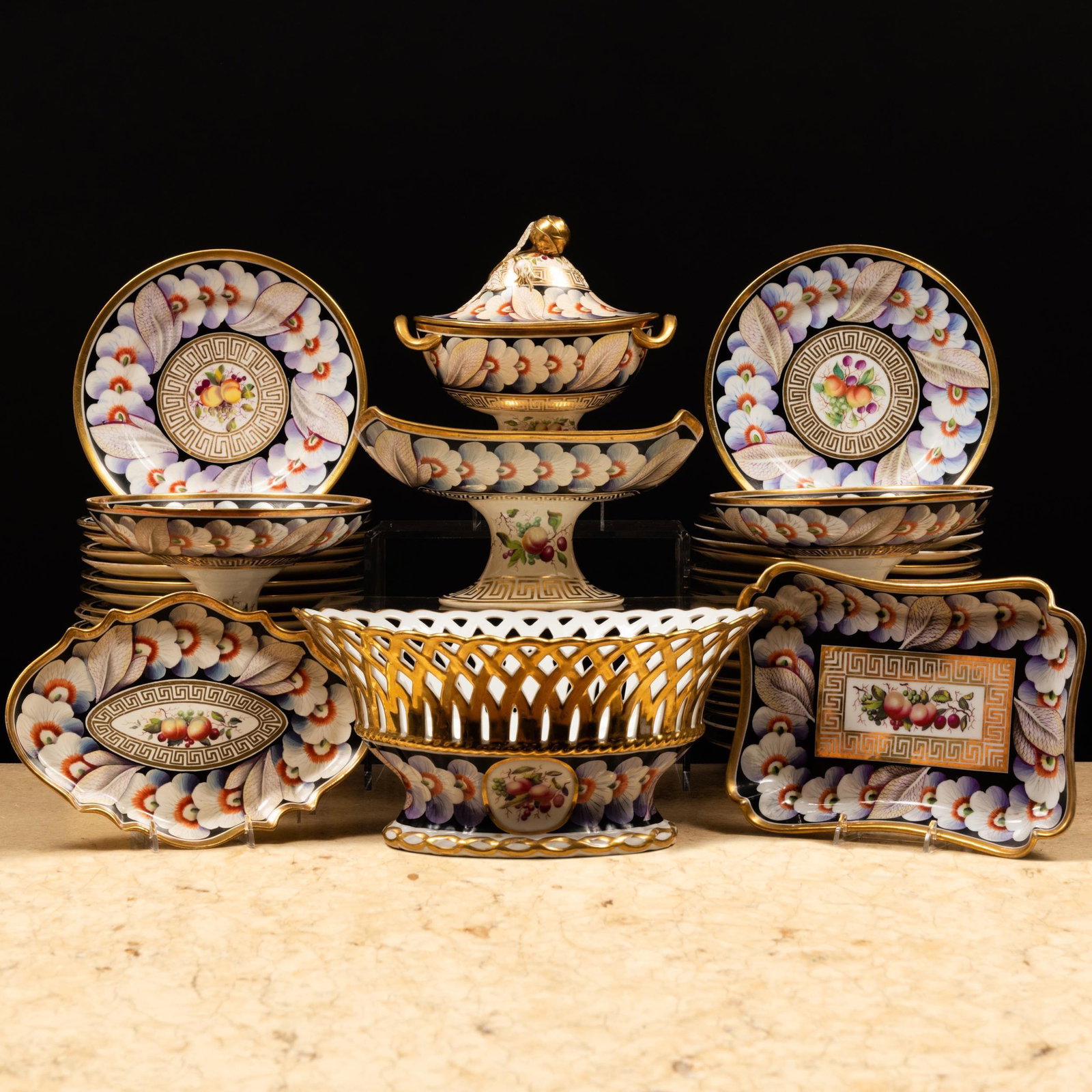 Continental Black Ground Porcelain Part Service (1 of 20)