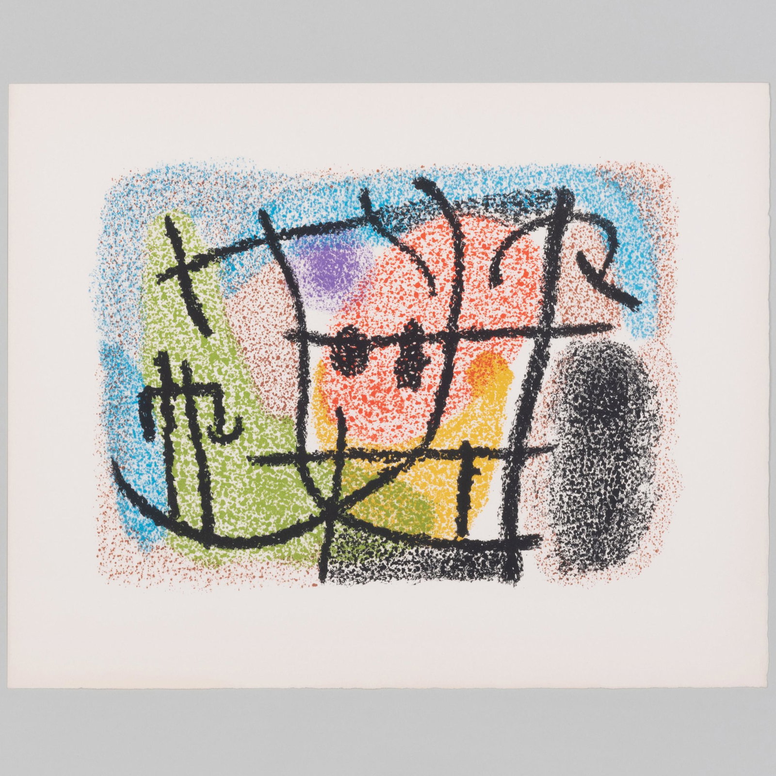 Joan Miró (1893-1983): Untitled; from Cartones: Joan Miró (1893-1983): Untitled; from Cartones Lithograph in colors on Arches, 1965, unsigned, apart from the edition of 75. 16 1/2 x 21 1/2 in. (sheet), unframed. Literature: Mourlot 452. The ar