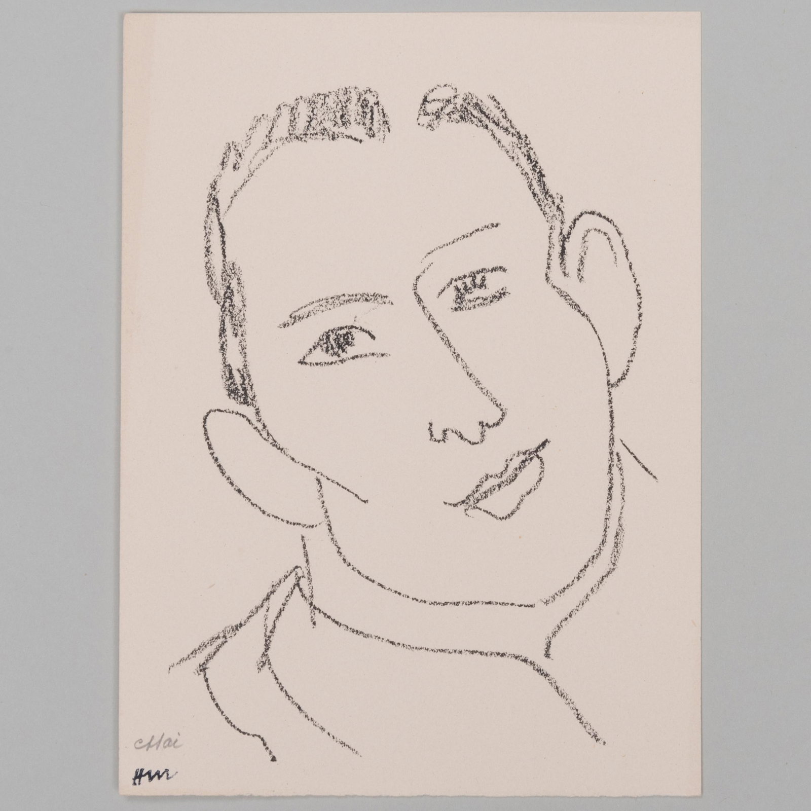 Henri Matisse (1869-1954): Portrait de Thomassin: Henri Matisse (1869-1954): Portrait de Thomassin Lithograph in black on wove paper, 1946, with the stamped initials and inscribed 'essai'. 7 1/2 x 5 1/2 in. (sheet), unframed. Literature: Duthuit 617.