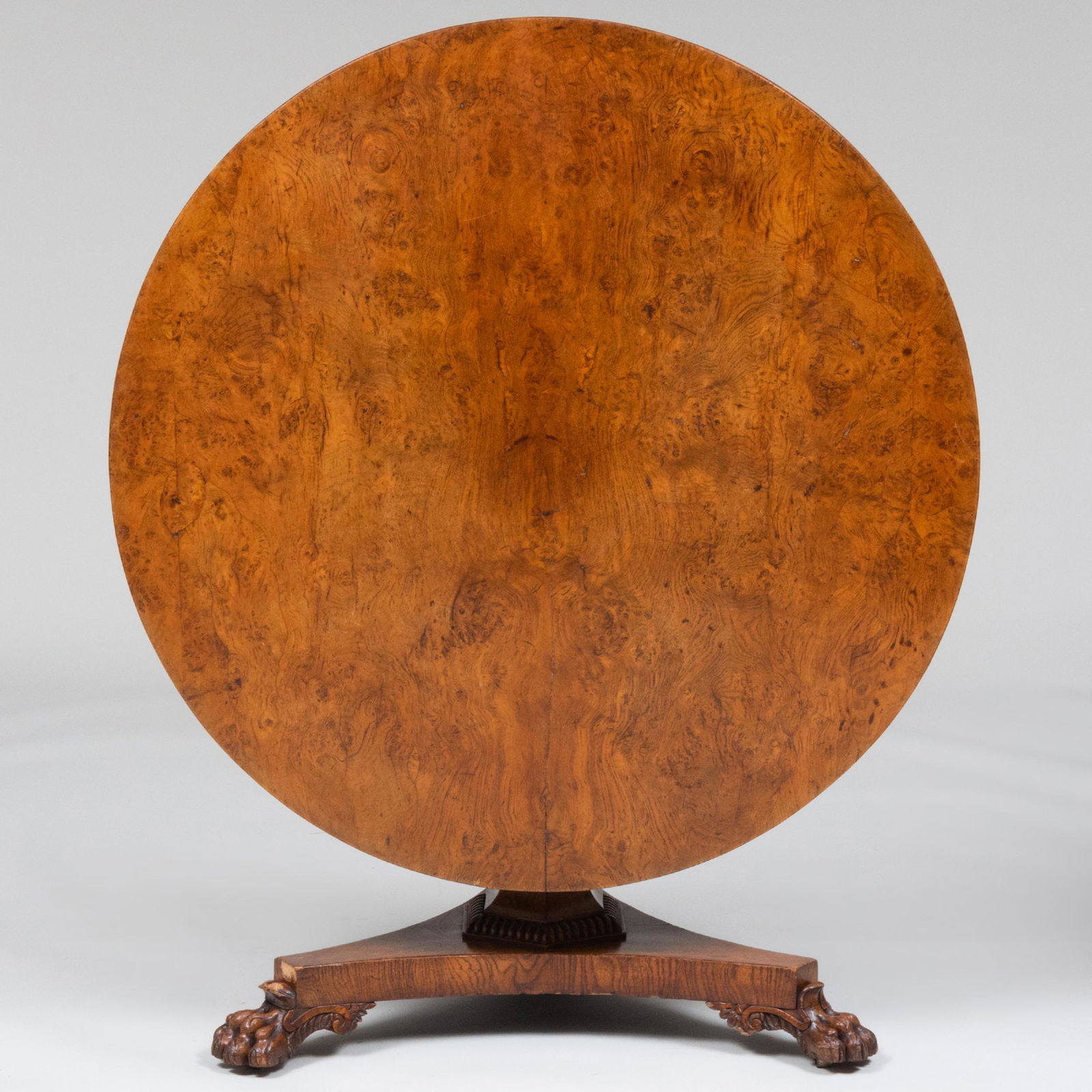 Regency Burl Yew Tilt-Top Center Table (1 of 8)