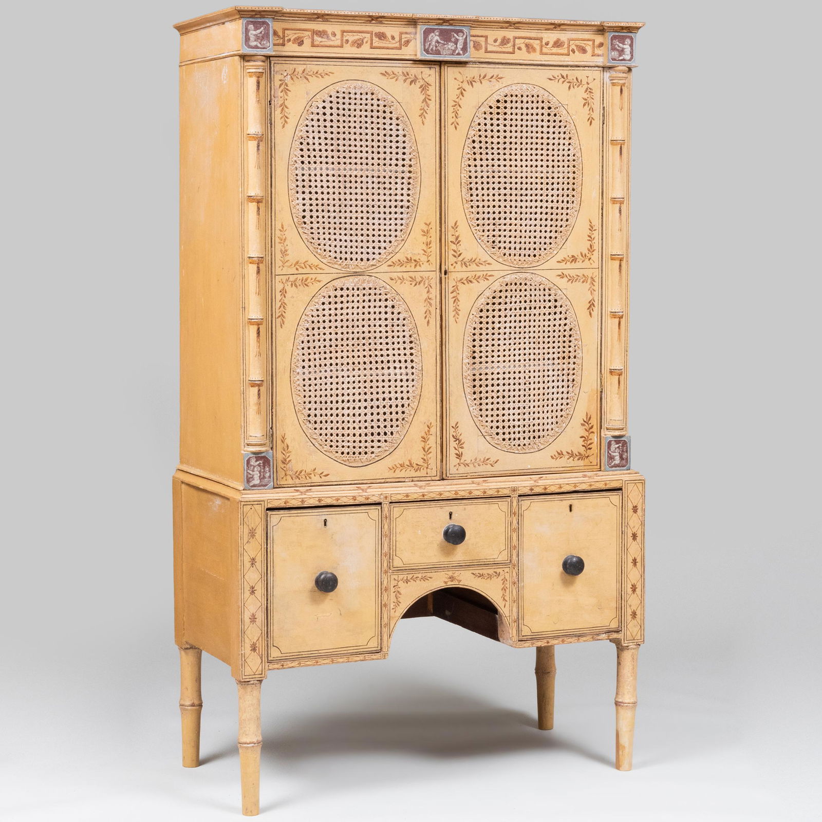 Regency Faux Bamboo Painted Linen Press (1 of 9)