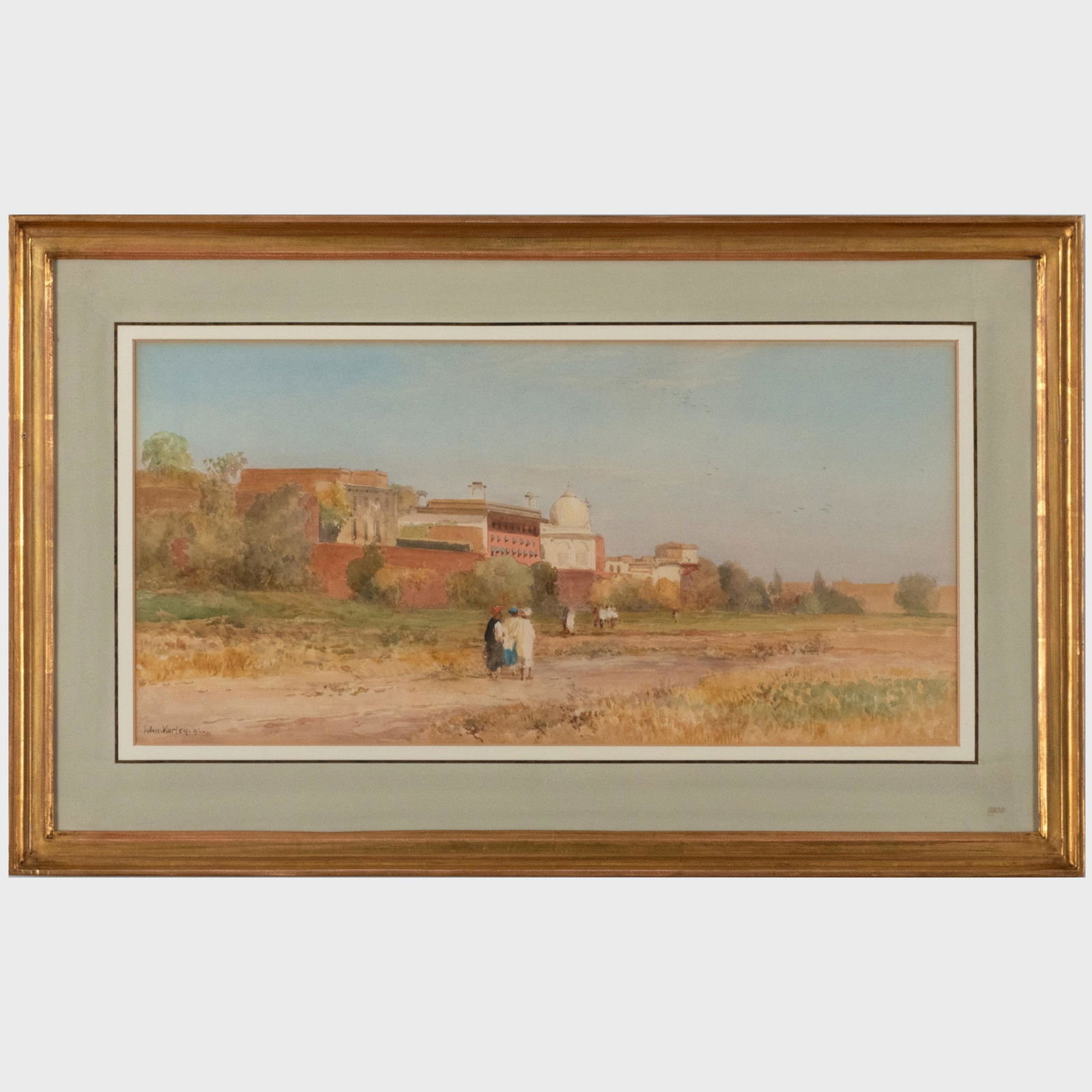 John Varley, Jr (1850-1933): Scene in the Red Fort: John Varley, Jr (1850-1933): Scene in the Red Fort Pencil and watercolor on paperboard, 1892, signed 'John Varley' and dated lower left, with label from Eyre & Hobhouse, London. 10 1/2 x 21 in. (sheet