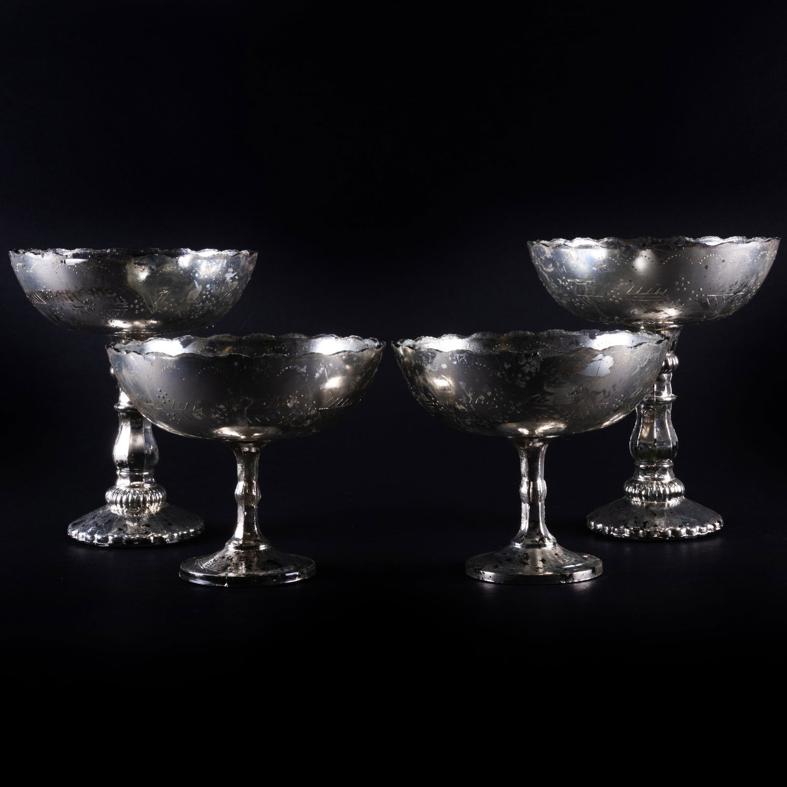Two Pairs of Mercury Glass Tazza (1 of 18)