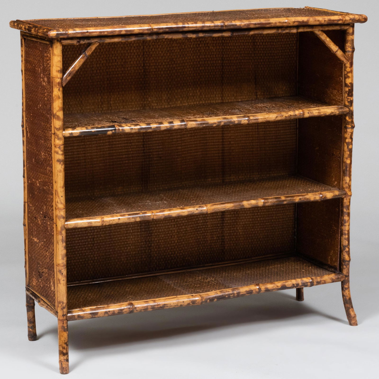 Victorian Bamboo and Woven Reed Lined Bookcase (1 of 7)