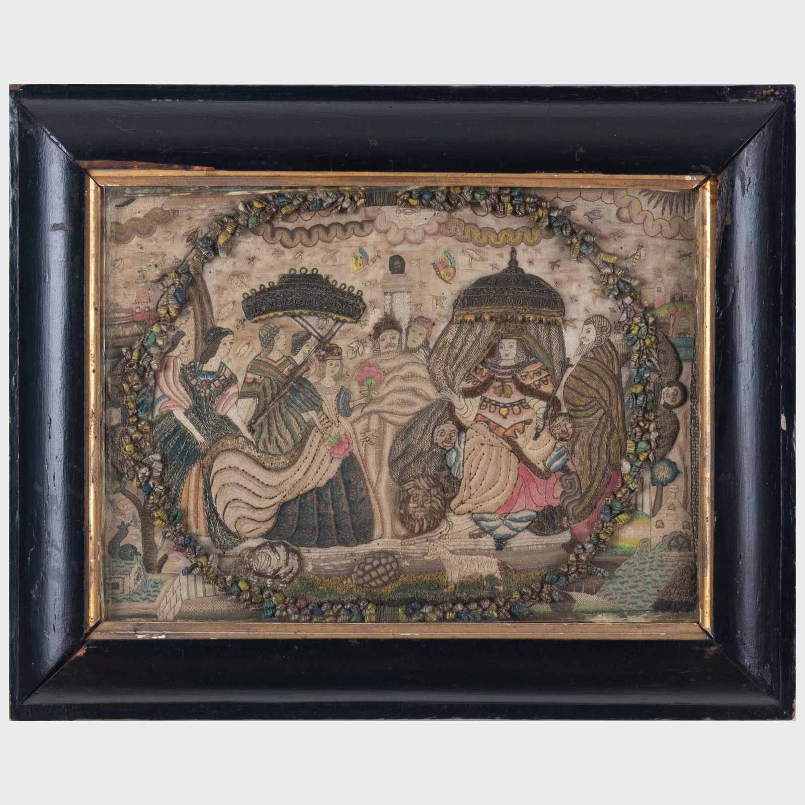 William and Mary English Stumpwork Picture (1 of 7)