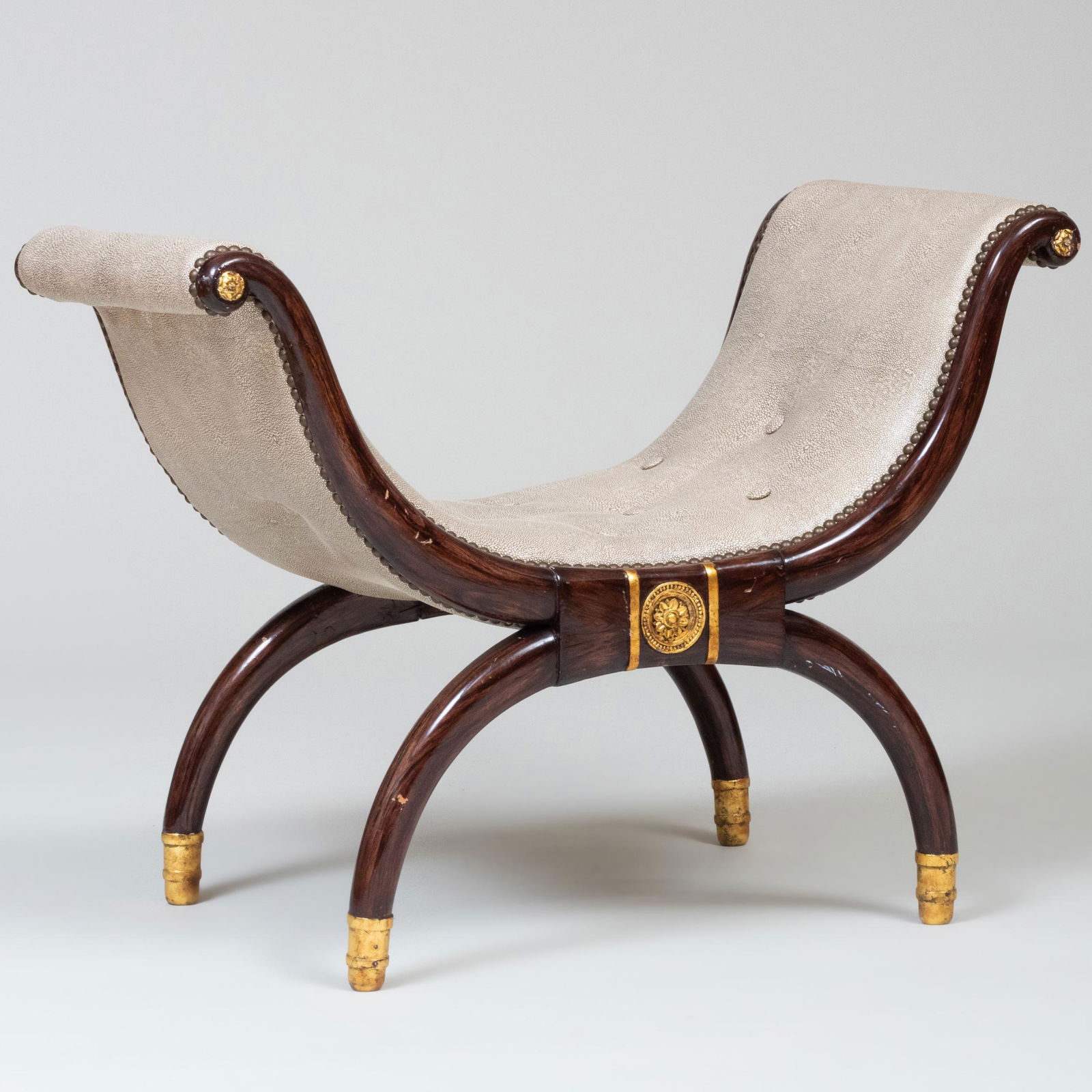 Regency Faux Grain Painted and Parcel-Gilt Stool (1 of 7)