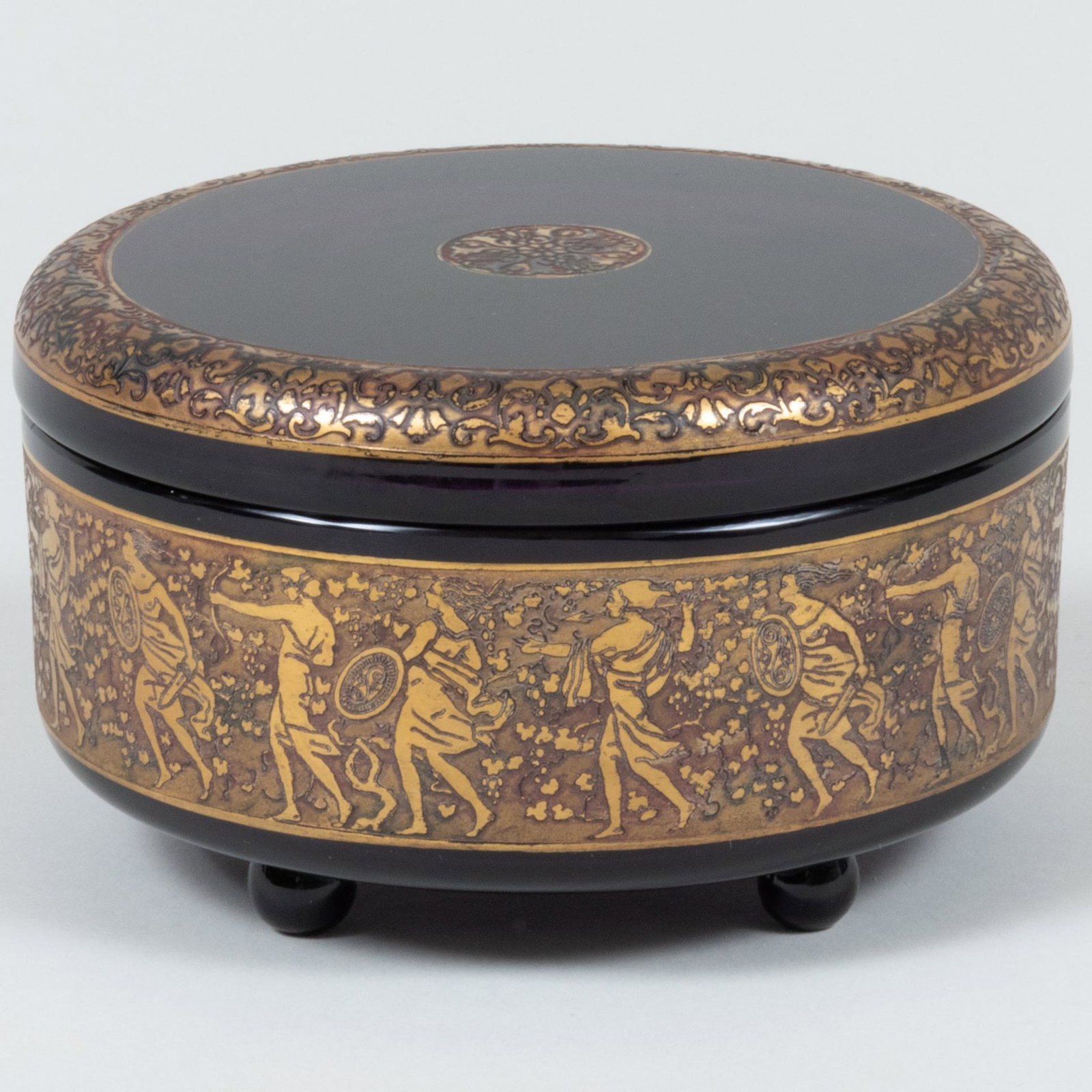 Moser Gilt-Decorated Amethyst Glass Box and Cover (1 of 7)