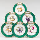 Set of Twelve English Cabinet Plates with Armorials and Fruit Decoration