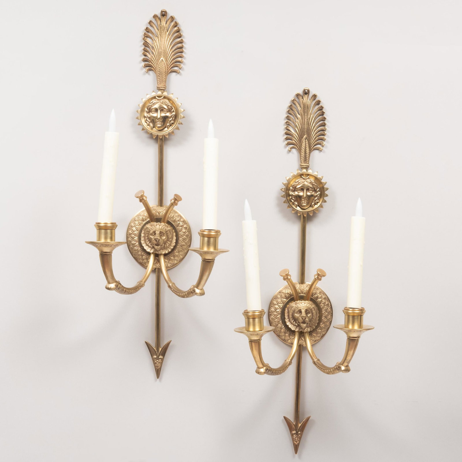 Pair of Empire Style Gilt-Bronze Sconces (1 of 8)