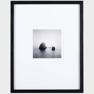 Rolfe Horn (b. 1971): Wedded Rocks, Ise Bay, Japan: Rolfe Horn (b. 1971): Wedded Rocks, Ise Bay, JapanGelatin silver print, 2001, signed and dated on the mount, numbered 42/45, with the artist's inkstamp on the back of the mat.6 x 6 in. (image), 19