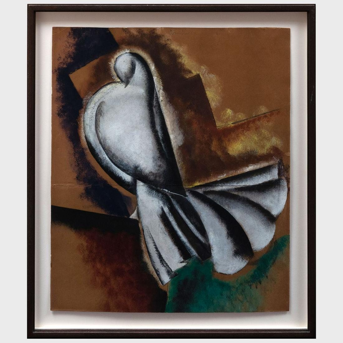 Bradley Walker Tomlin (1899-1953): Bird: Bradley Walker Tomlin (1899-1953): Bird Oil on brown paper, c. 1927, signed 'Tomlin' upper center, with label from Conner Rosenkranz, NY. 22 1/2 x 18 3/4 in. (sheet), 26 1/2 x 22 3/4 in. (frame). Exhi