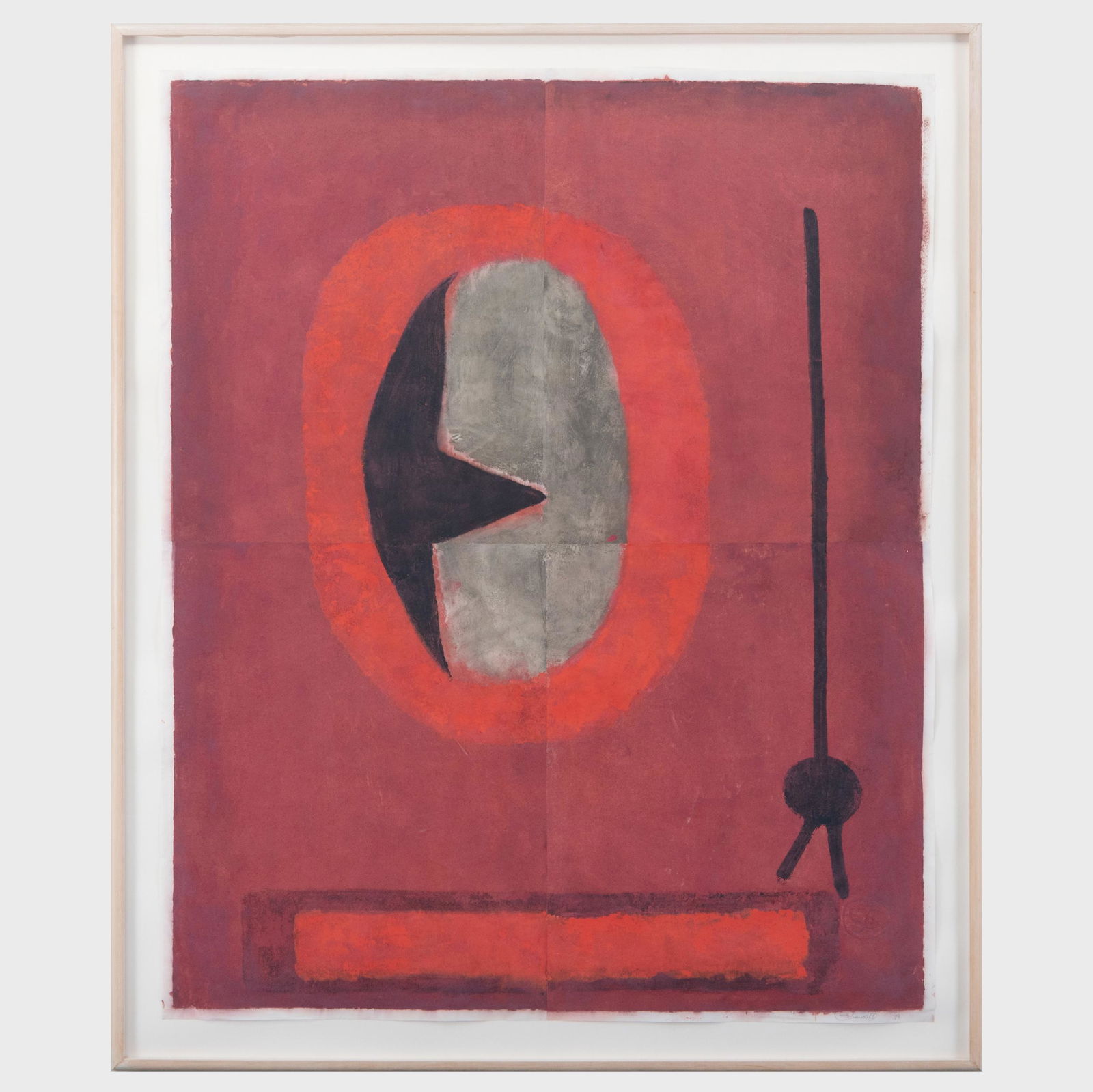 Sam Glankoff (1894-1982): Untitled (Red): Sam Glankoff (1894-1982): Untitled (Red) Monotype on paper, 1979, signed 'Glankoff' and dated lower right. 47 1/2 x 38 1/2 in. (sheet), 53 x 44 in. (frame).