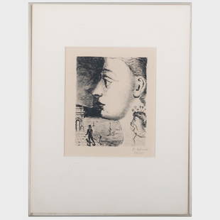 Paul Delvaux (1897-1994): Profile Portrait: Paul Delvaux (1897-1994): Profile PortraitEtching in black on wove paper, signed and numbered 31/35 in pencil.12 3/4 x 10 in. (sheet), 15 x 11 1/2 in. (frame).