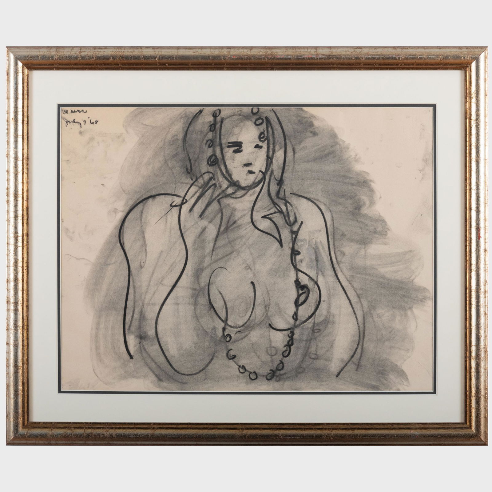 Robert De Niro (1922-1993): Untitled (Seated Nude): Robert De Niro (1922-1993): Untitled (Seated Nude) Charcoal on paper, 1968, signed 'De Niro' and dated upper left. 18 1/2 x 25 in. (sheet), 25 3/4 x 31 1/4 in. (frame). Sold to Benefit Art for Access,