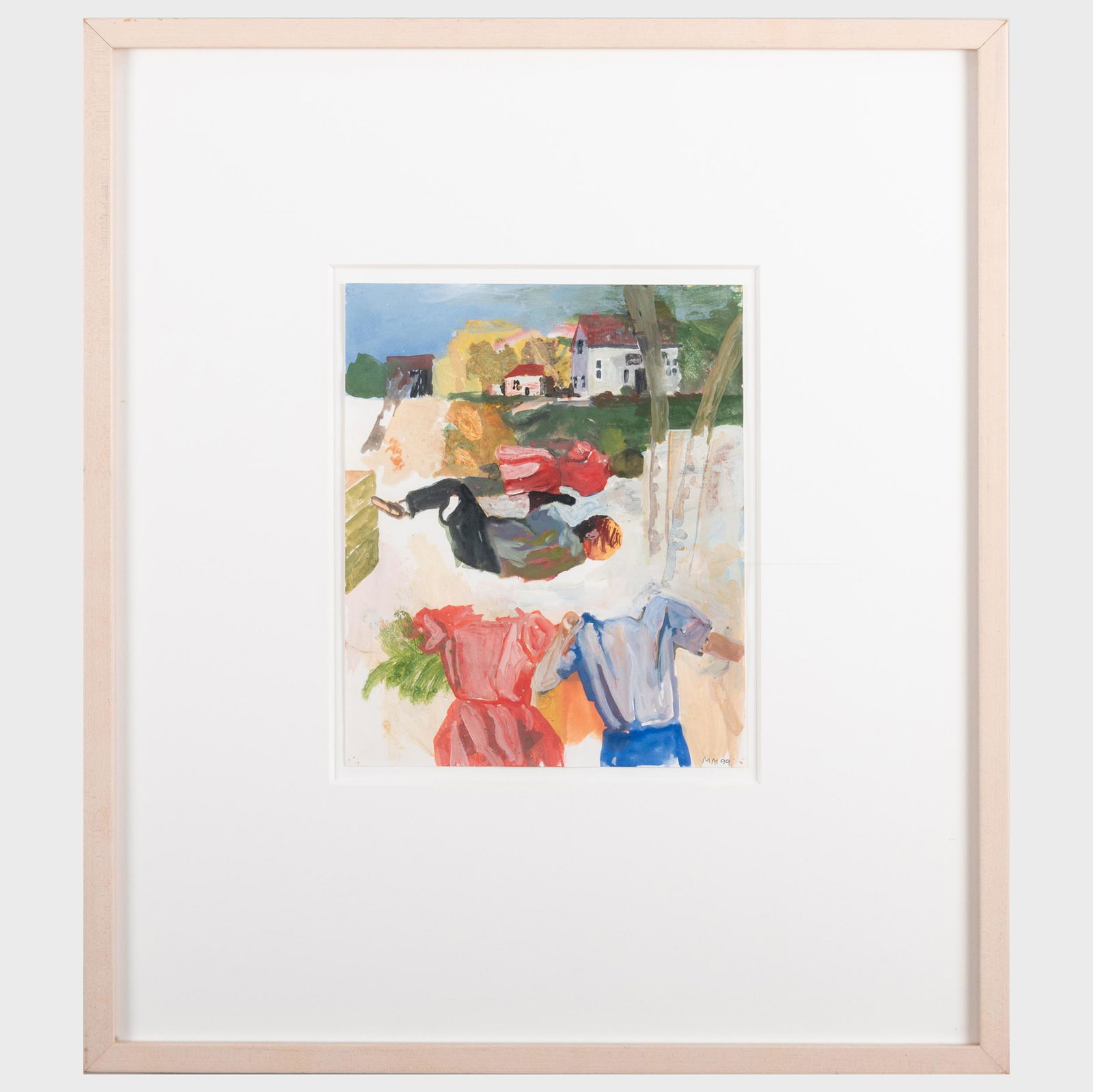 Martin Mull (b. 1943): Elyria (Helter Skelter): Martin Mull (b. 1943): Elyria (Helter Skelter) Watercolor and gouache on paper, 1999, signed with initials 'MM' and dated lower right, with label from David Beitzel Gallery, NY. 10 1/2 x 8 3/4 in. (sh