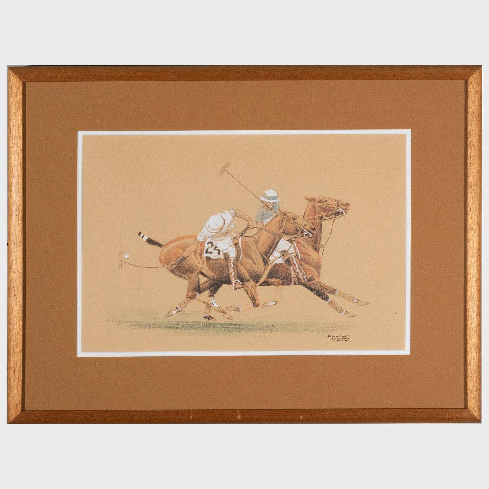 Paul Brown (1893-1958): Polo: Stevenson Saves: Paul Brown (1893-1958): Polo: Stevenson Saves Colored pencil on paper, 1929, signed 'Paul Brown', titled and dated lower right; Attempted Block by British, ink and gouache on paper, signed 'Paul Brown