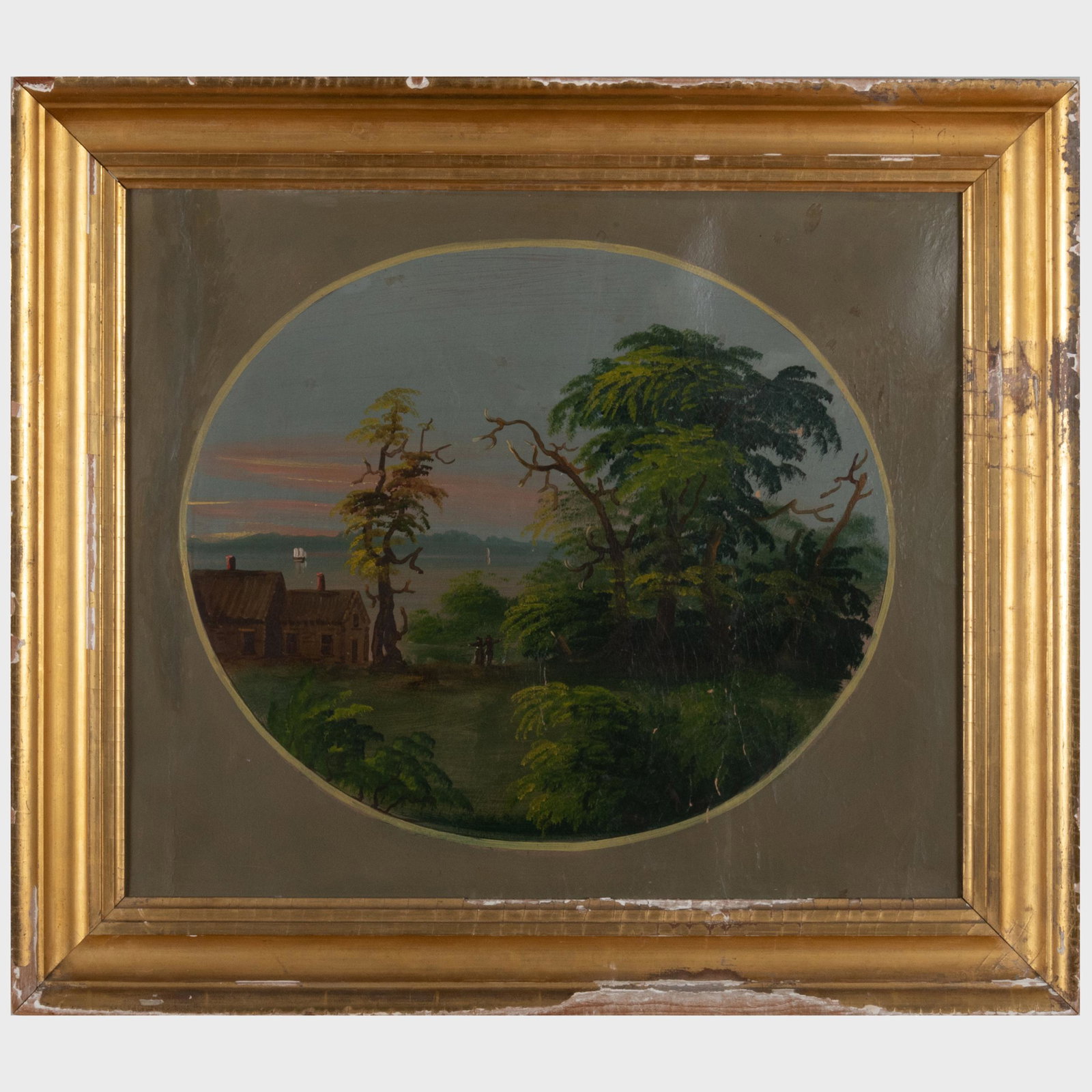 Attributed to William Matthew Prior (1806-1873): Cottage in Mattapoisett, MA: Attributed to William Matthew Prior (1806-1873): Cottage in Mattapoisett, MA Oil on canvas, 1851, titled, dated and inscribed 'Warranted Oil Colours by W.M. Prior' on the reverse. 20 1/2 x 24 in., 25