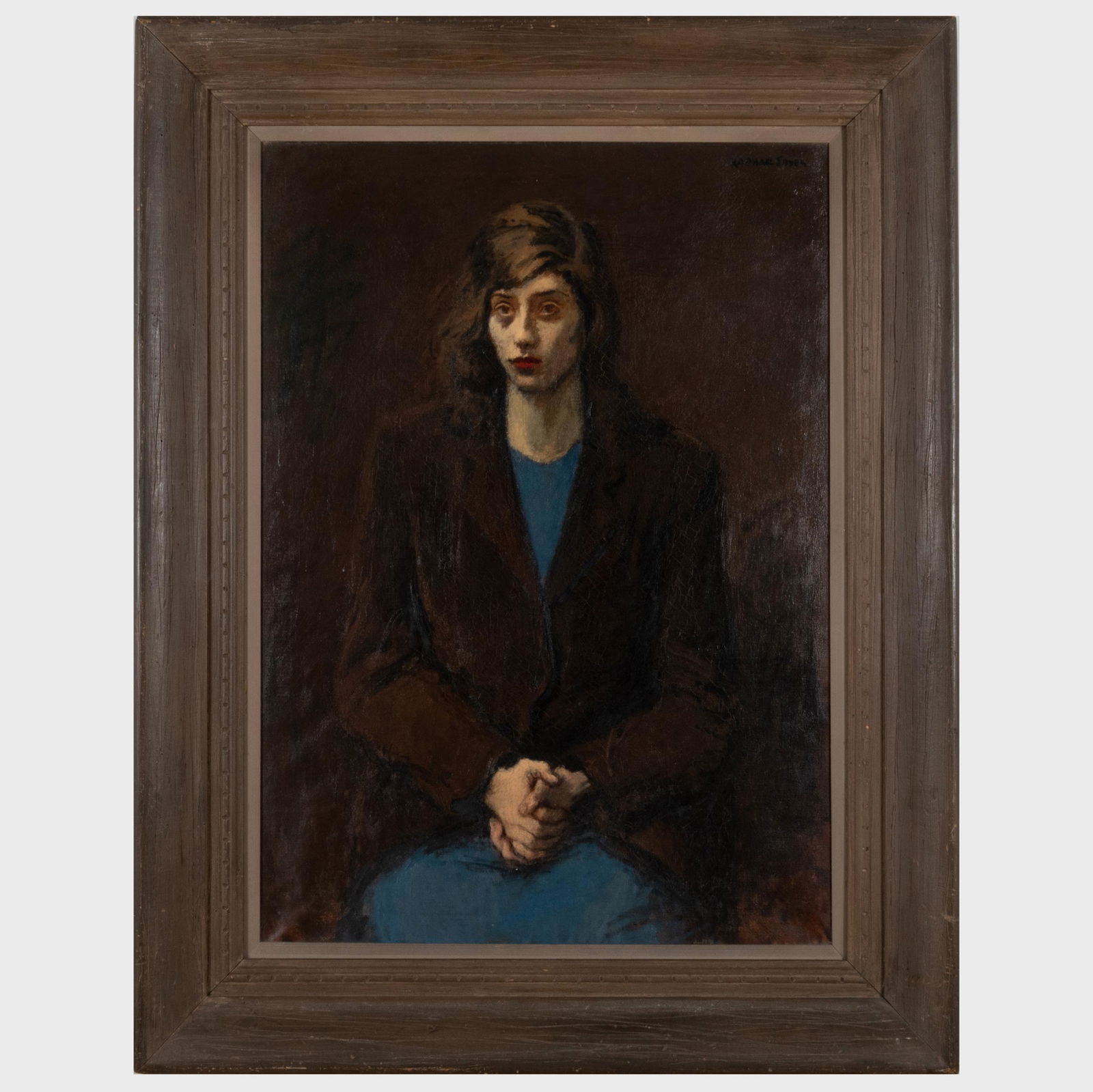 Raphael Soyer (1899-1987): Girl in Brown Jacket: Raphael Soyer (1899-1987): Girl in Brown Jacket Oil on canvas, c.1938, signed 'Raphael Soyer' upper right, with label from ACA Galleries, NY, University of Illinois Exhibition of Contemporary Painting