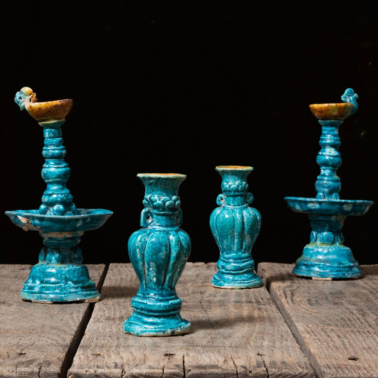 Chinese Five Piece Turquoise Tomb Pottery Group (1 of 15)