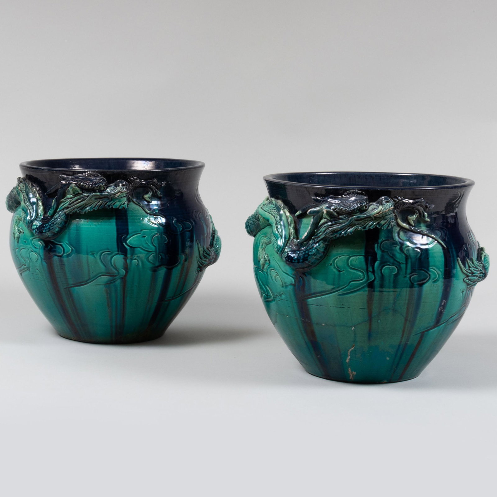 Pair of Chinese Glazed Earthenware Jardinères  (1 of 10)