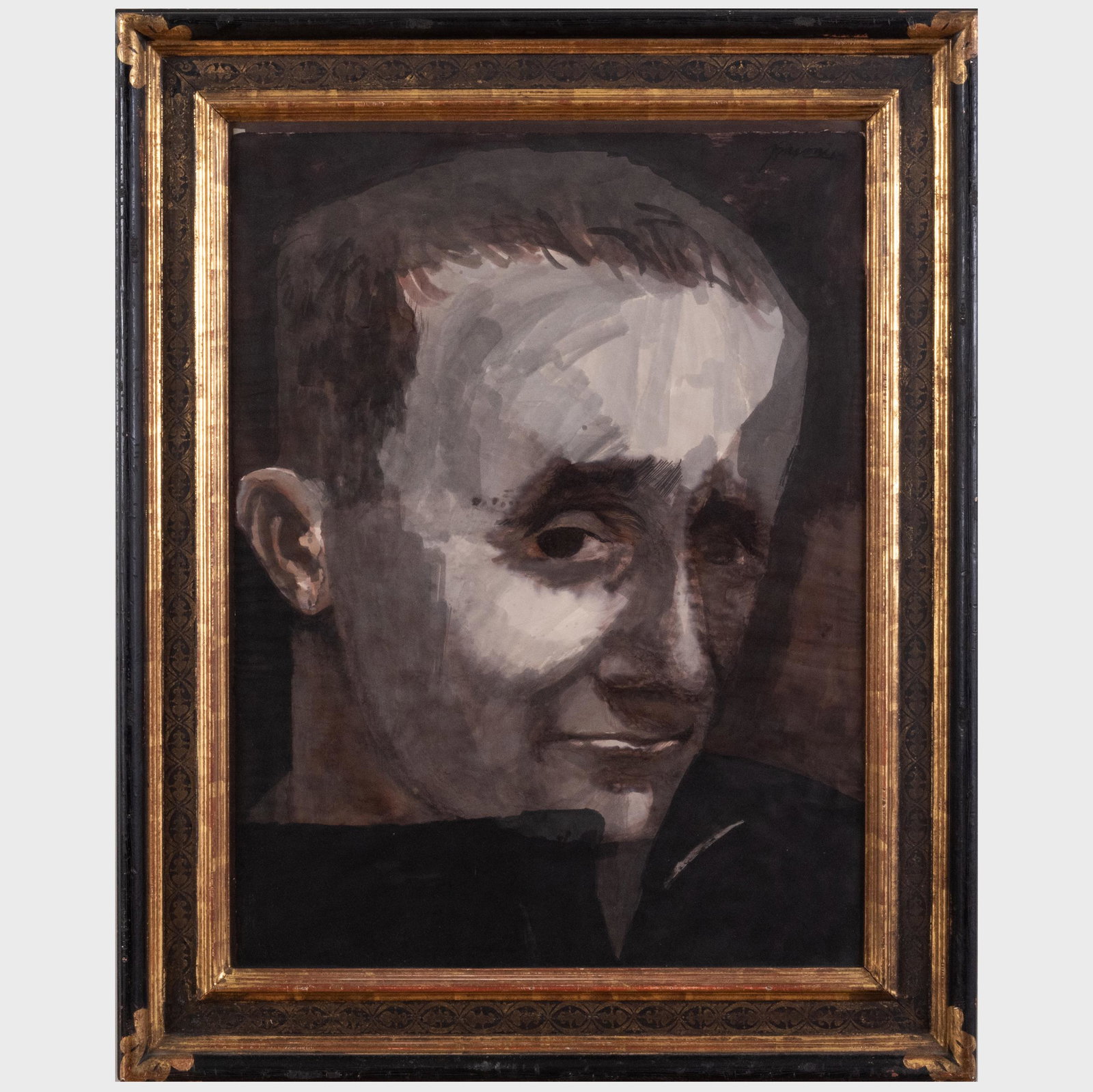 Antonio Frasconi (1919-2013): Portrait of Brecht: Antonio Frasconi (1919-2013): Portrait of Brecht Ink and watercolor on paper, signed 'Frasconi' upper right. 32 1/2 x 24 1/2 in. (sheet), 43 x 33 1/2 in. (frame). Terry Dintenfass Gallery, NY. Propert