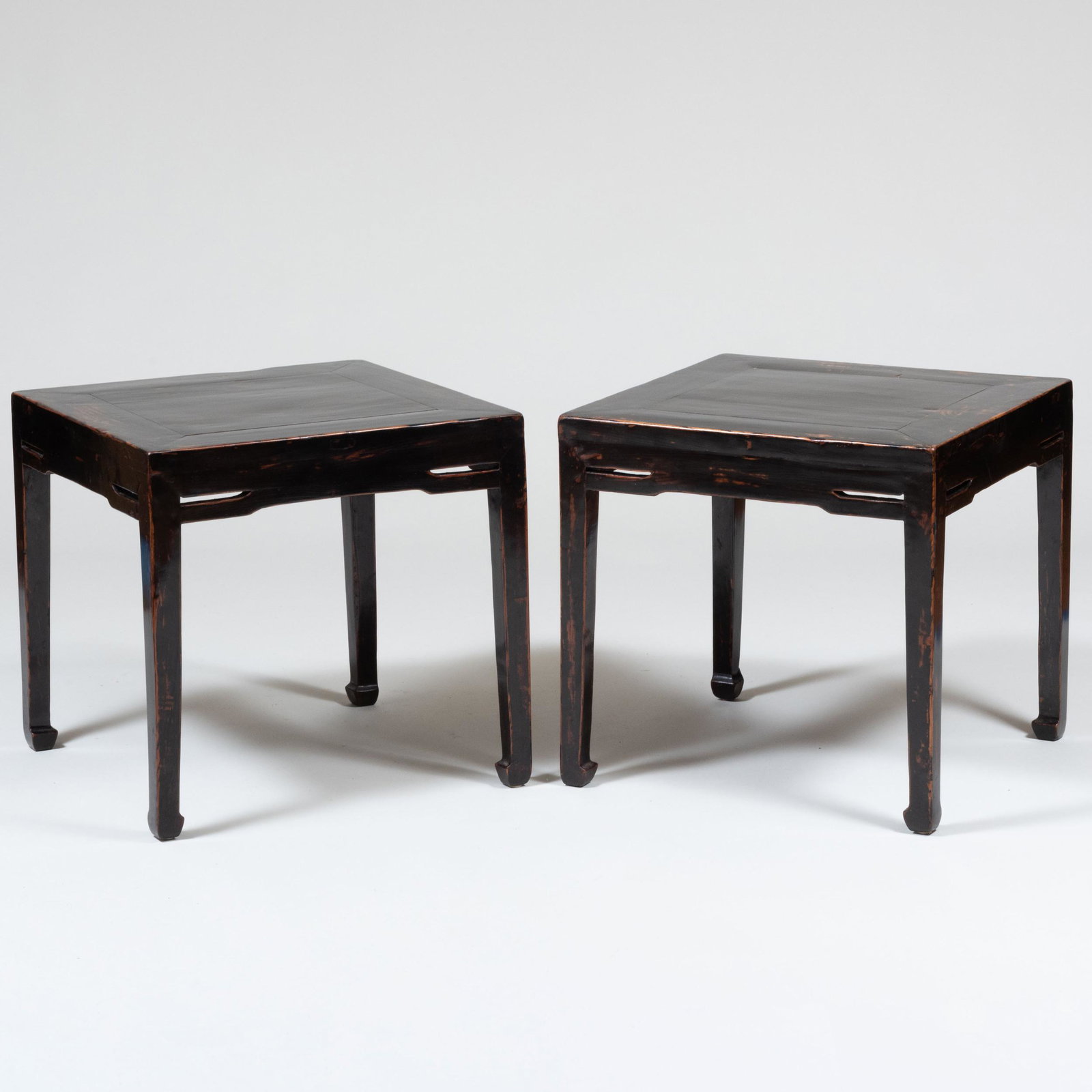 Pair of Chinese Black Lacquer Wood Square Side Tables (1 of 7)