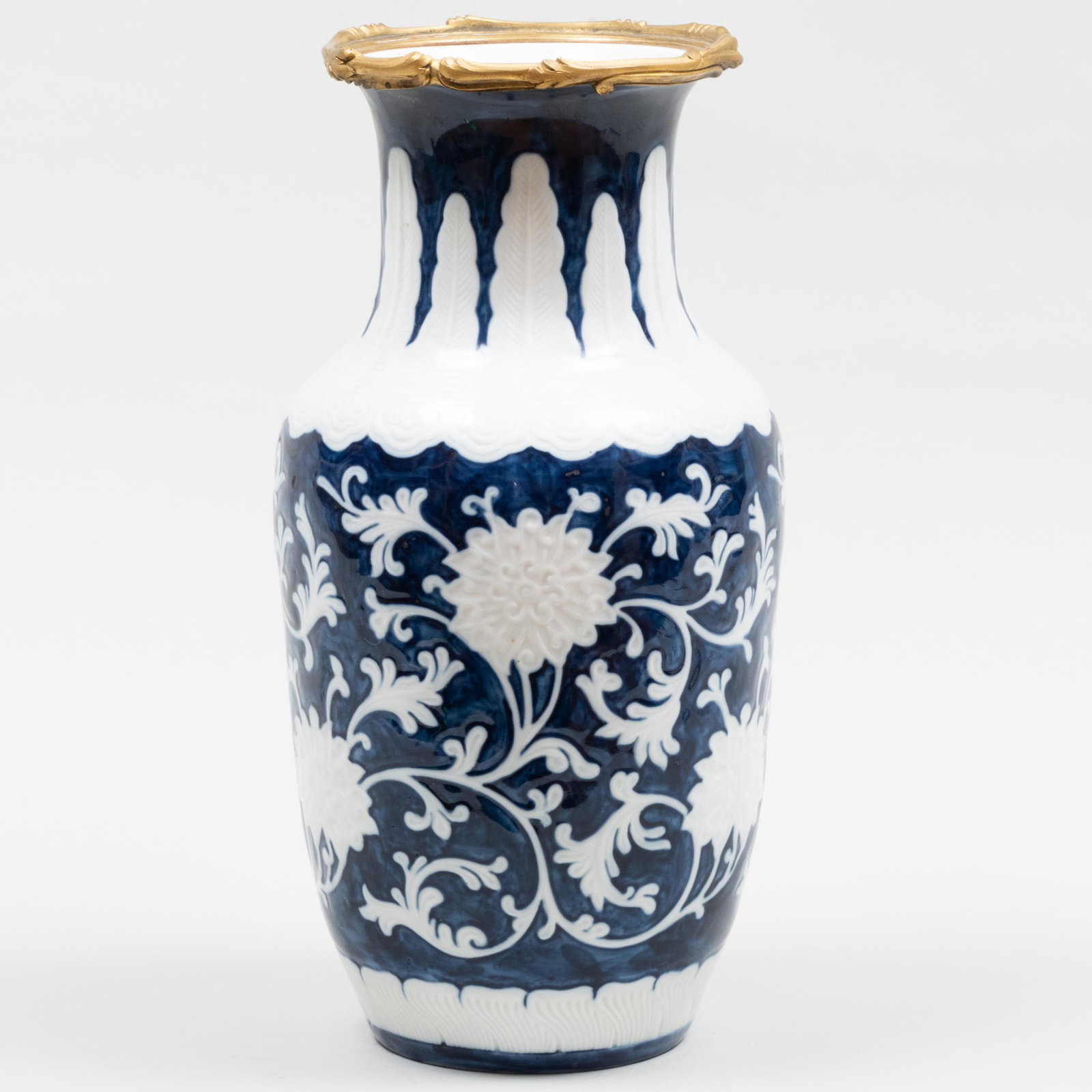 Chinese Blue and White Porcelain Gilt-Metal-Mounted Vase Mounted as a Lamp (1 of 7)