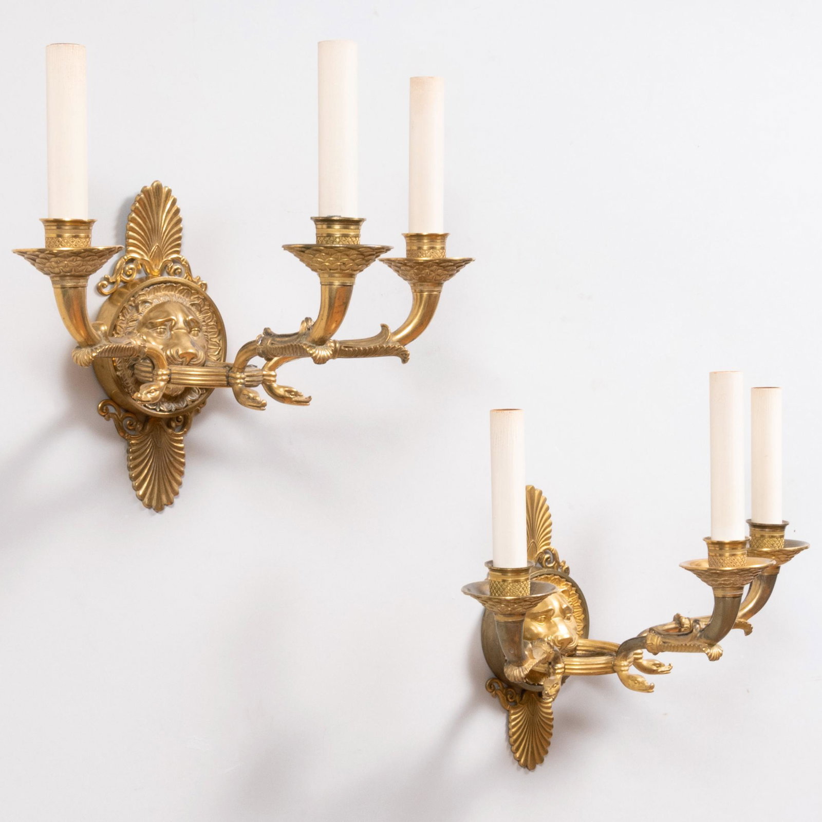 Pair of Empire Style Three-Light Wall Sconces (1 of 5)