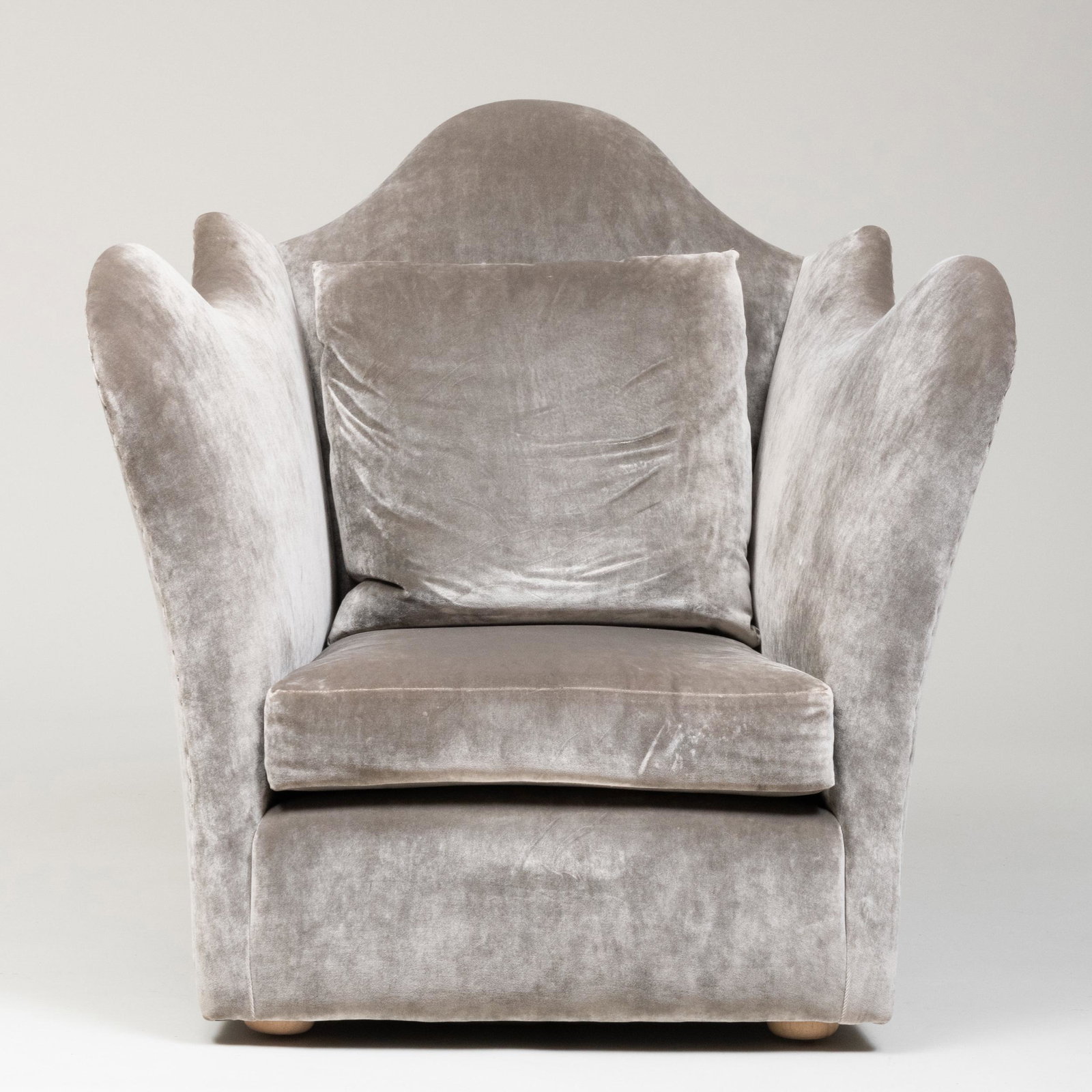 Contemporary Grey Silk Velvet Upholstered Chair, Designed by Nicky Haslam (1 of 8)