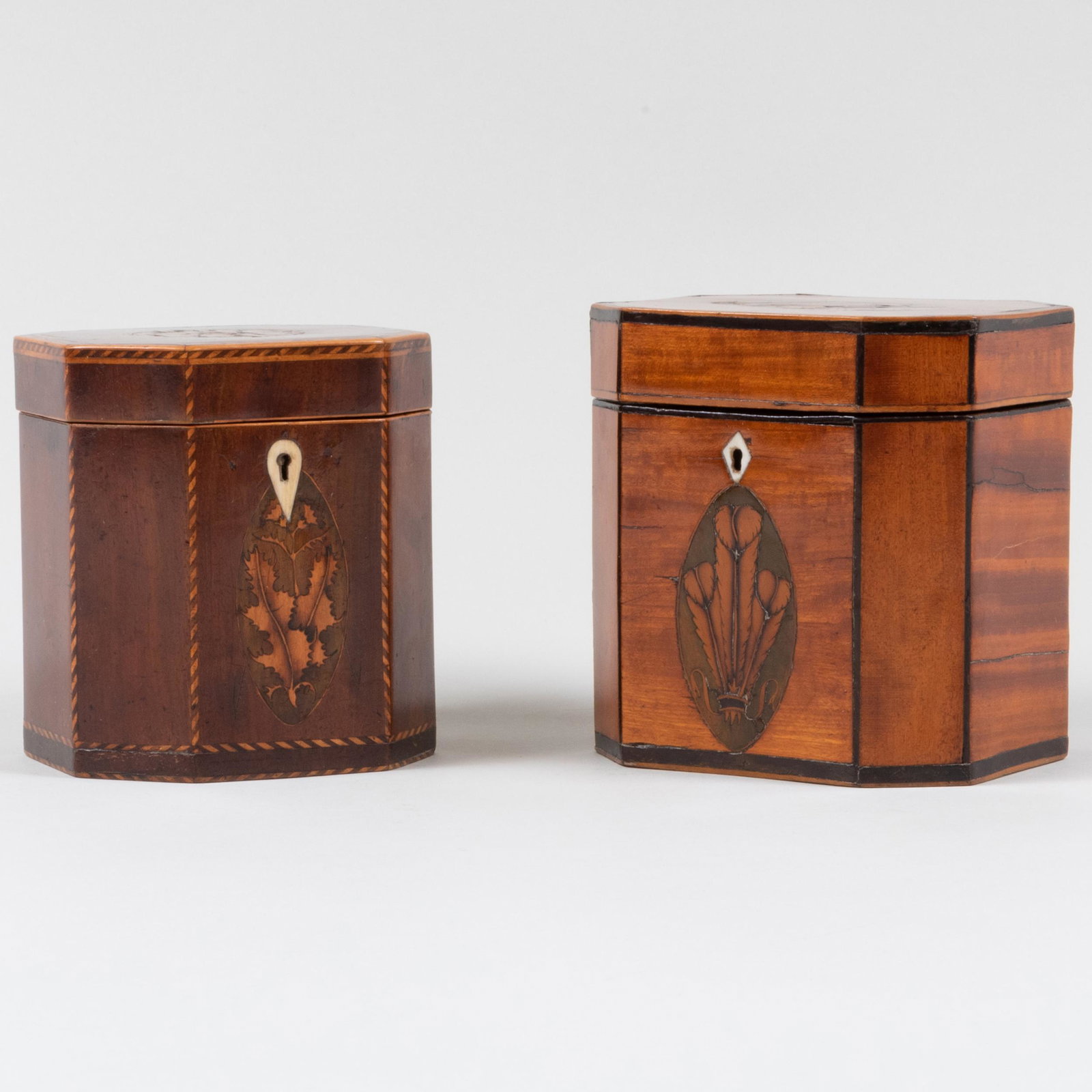 George III Inlaid Satinwood Tea Caddy with an Inlaid Mahogany Octagonal Tea Caddy (1 of 19)
