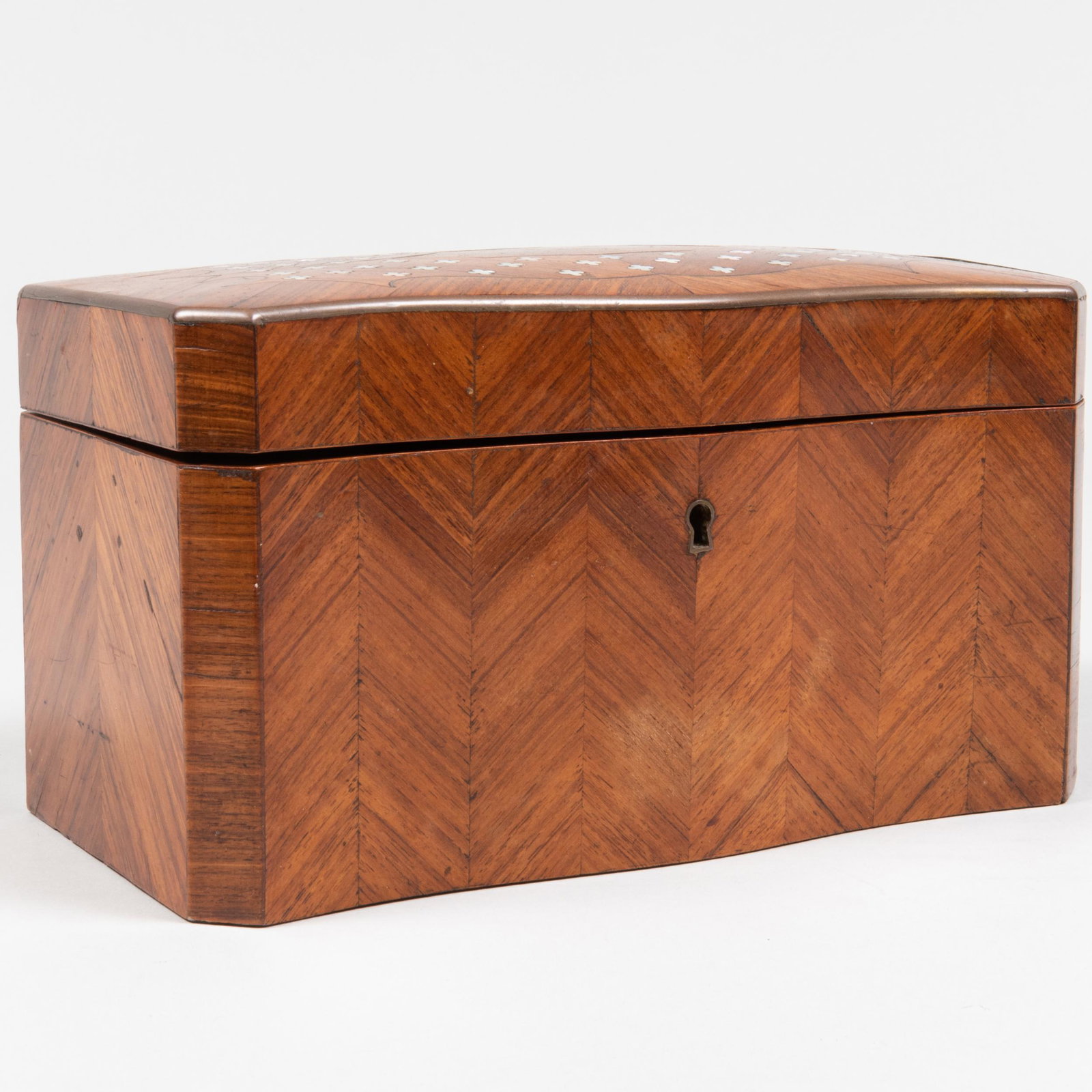French Brass-Mounted Kingwood Parquetry and Mother-of-Pearl Tea Caddy (1 of 9)